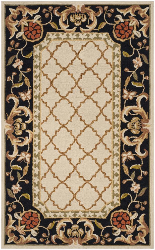 Easy Care EZC753 Hand Hooked Area Rug - Ivory/Black - 4'x6' - Safavieh.