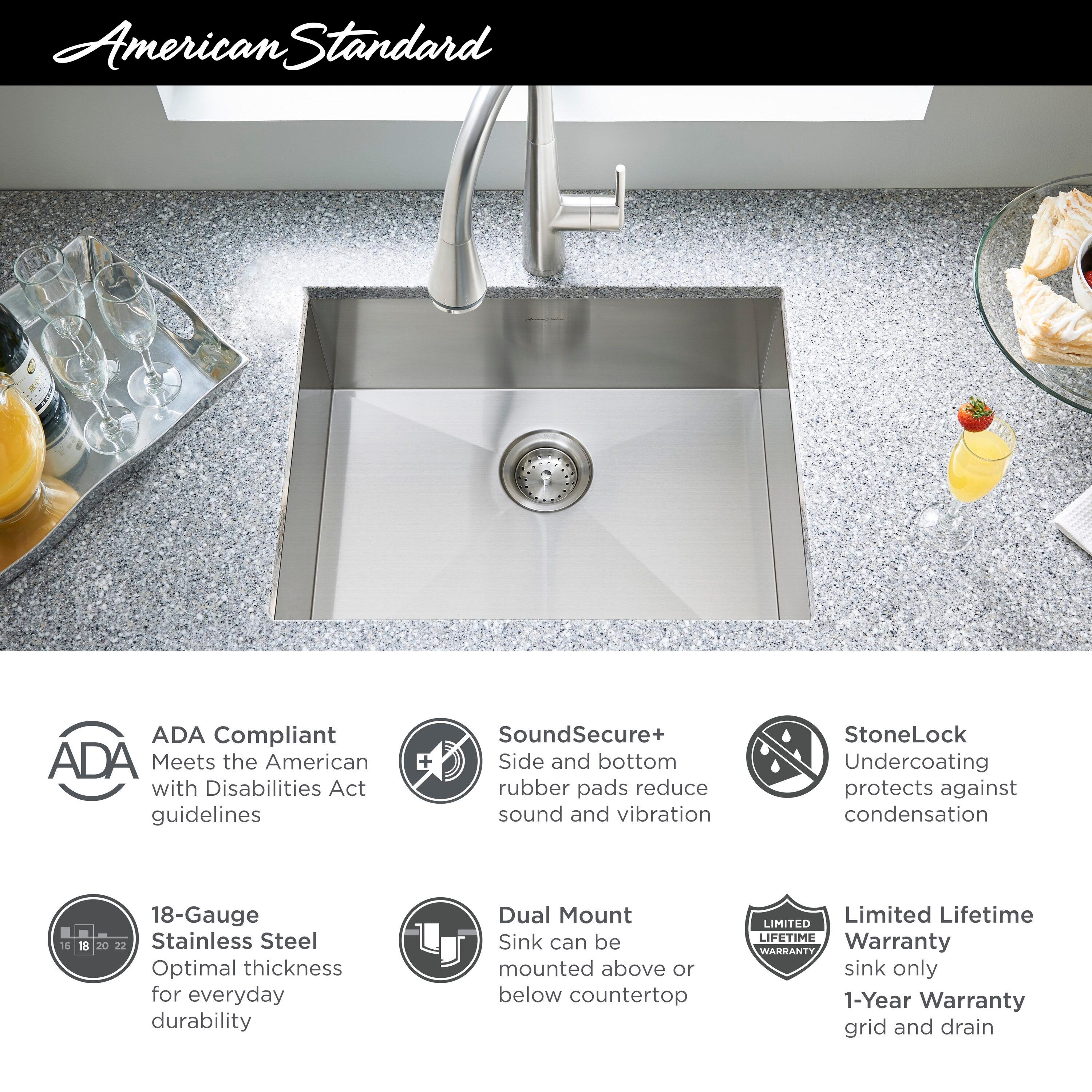 Edgewater 25'' L Undermount Single Bowl Stainless Steel Kitchen Sink