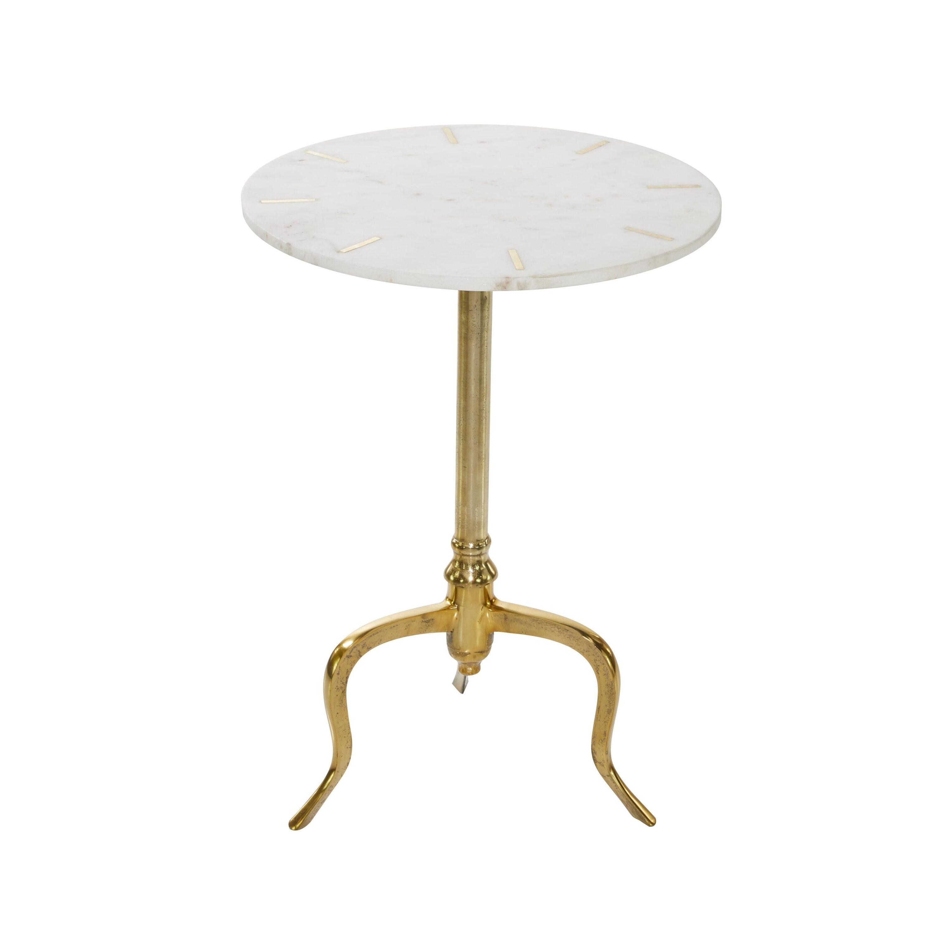 Olivia & May Contemporary Marble Accent Table White