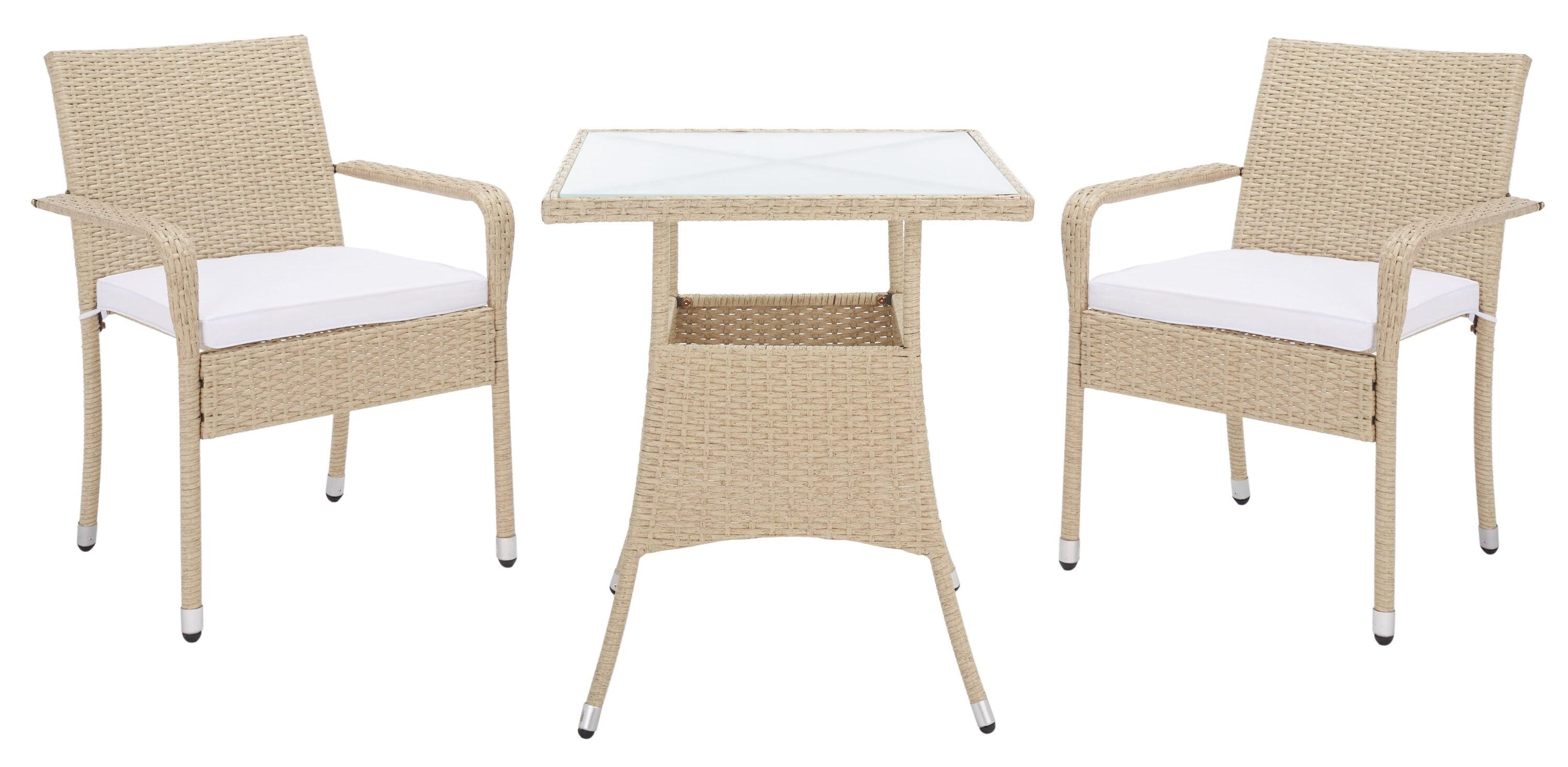 Laban Bistro Set - Outdoor - PAT7718 - Beige/White - Safavieh