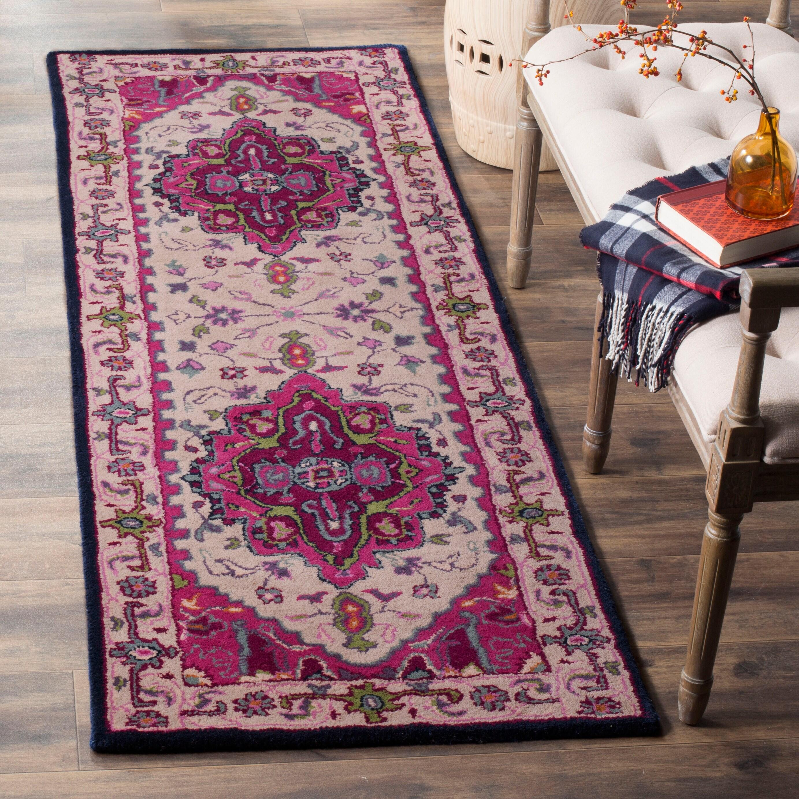 Bellagio BLG541 Hand Tufted Runner Rug - Ivory/Pink - 2'3"x9' - Safavieh.