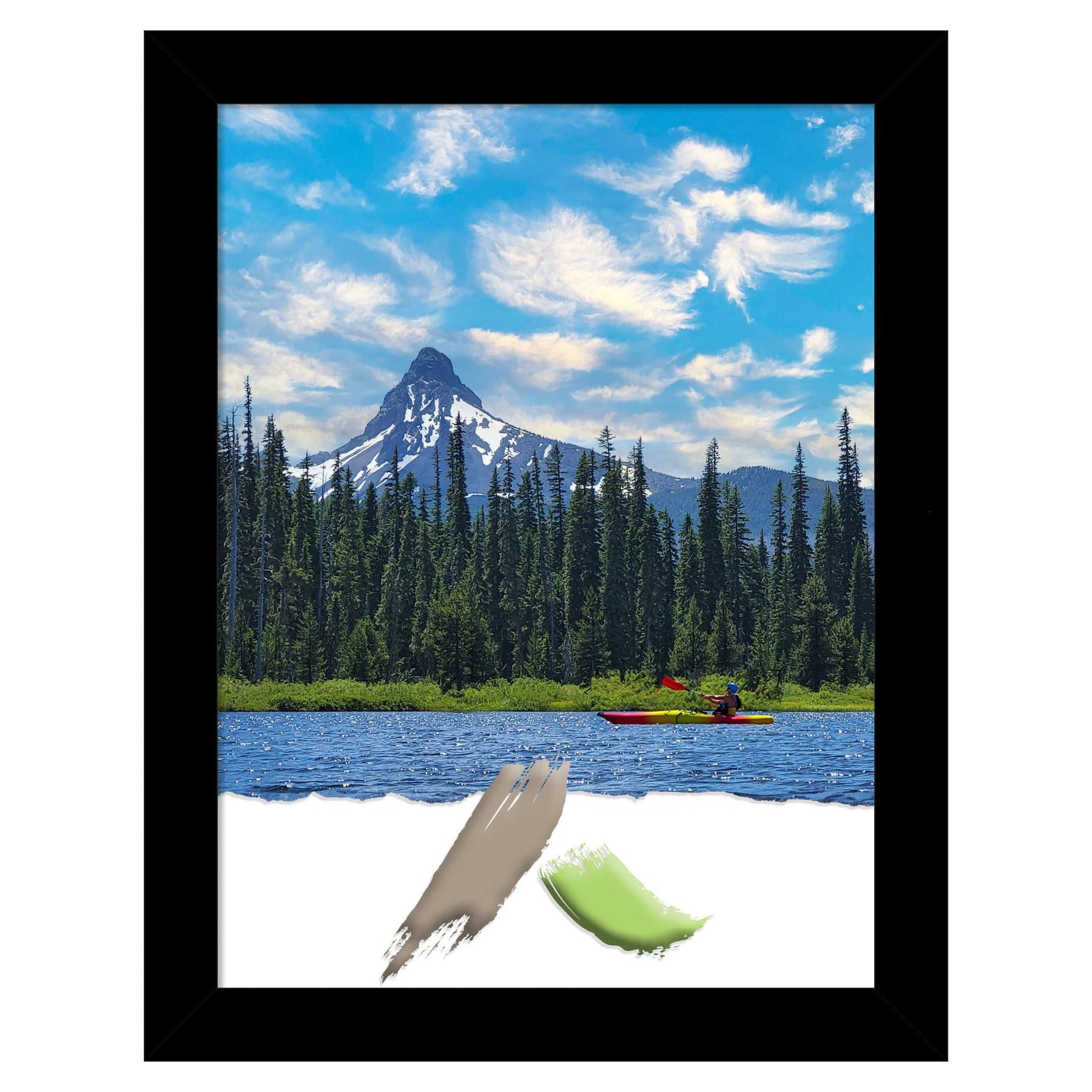 Amanti Art Basic Black Narrow Wood Picture Frame Opening Size 18x24 in.