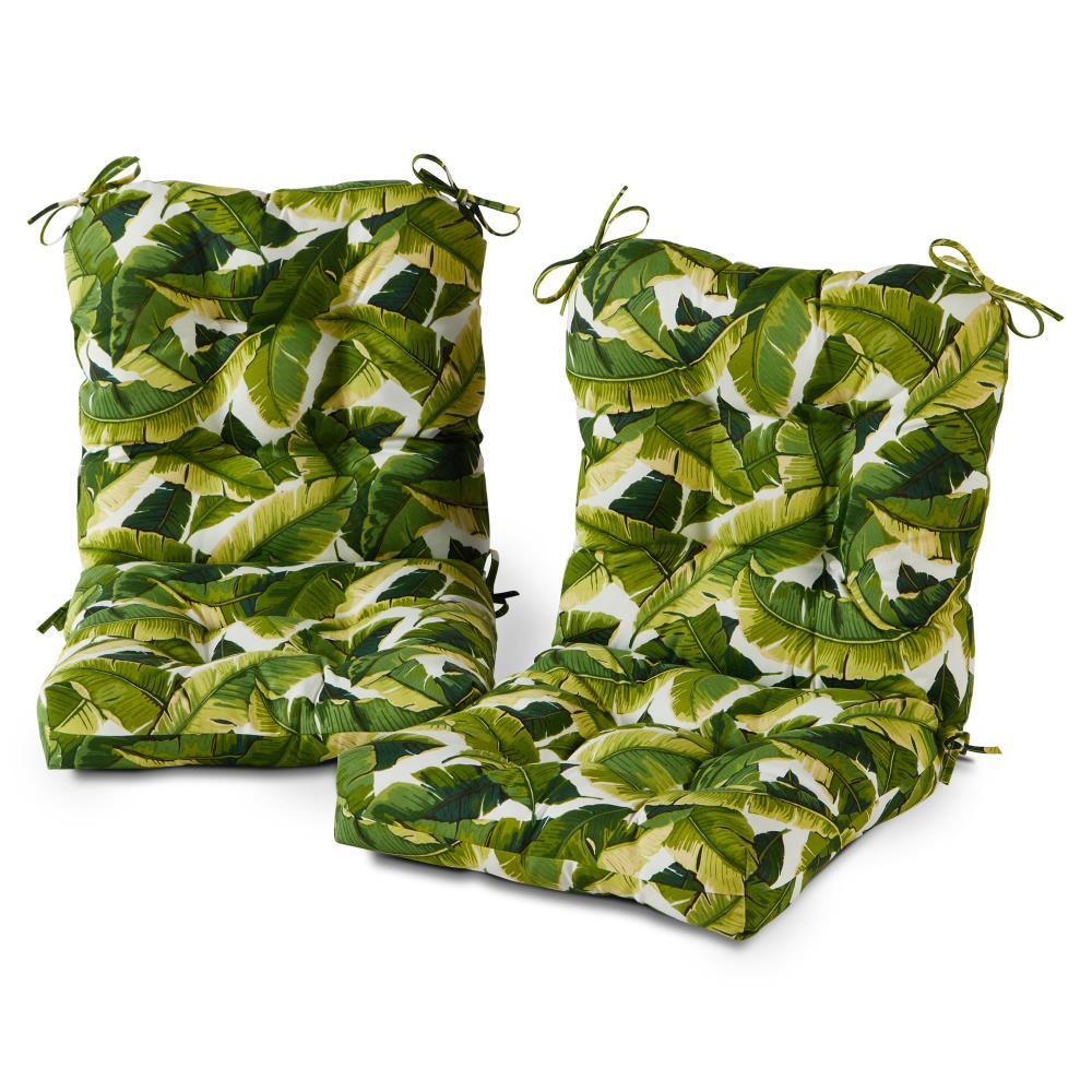 Palm Leaves White 42 x 21 in. Outdoor Tufted Chair Cushion (set of 2) by Greendale Home Fashions