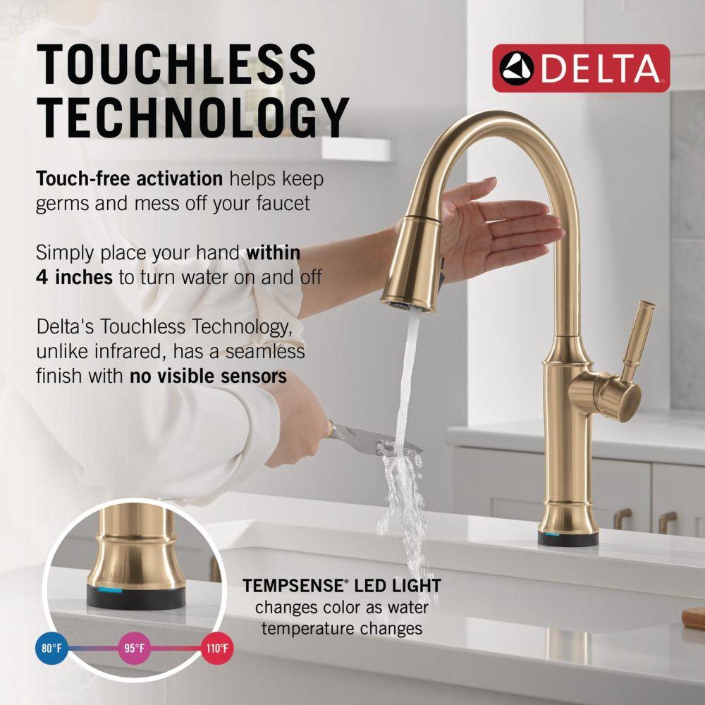 Renaldi Brushed Gold Touchless Pull-Down Kitchen Faucet