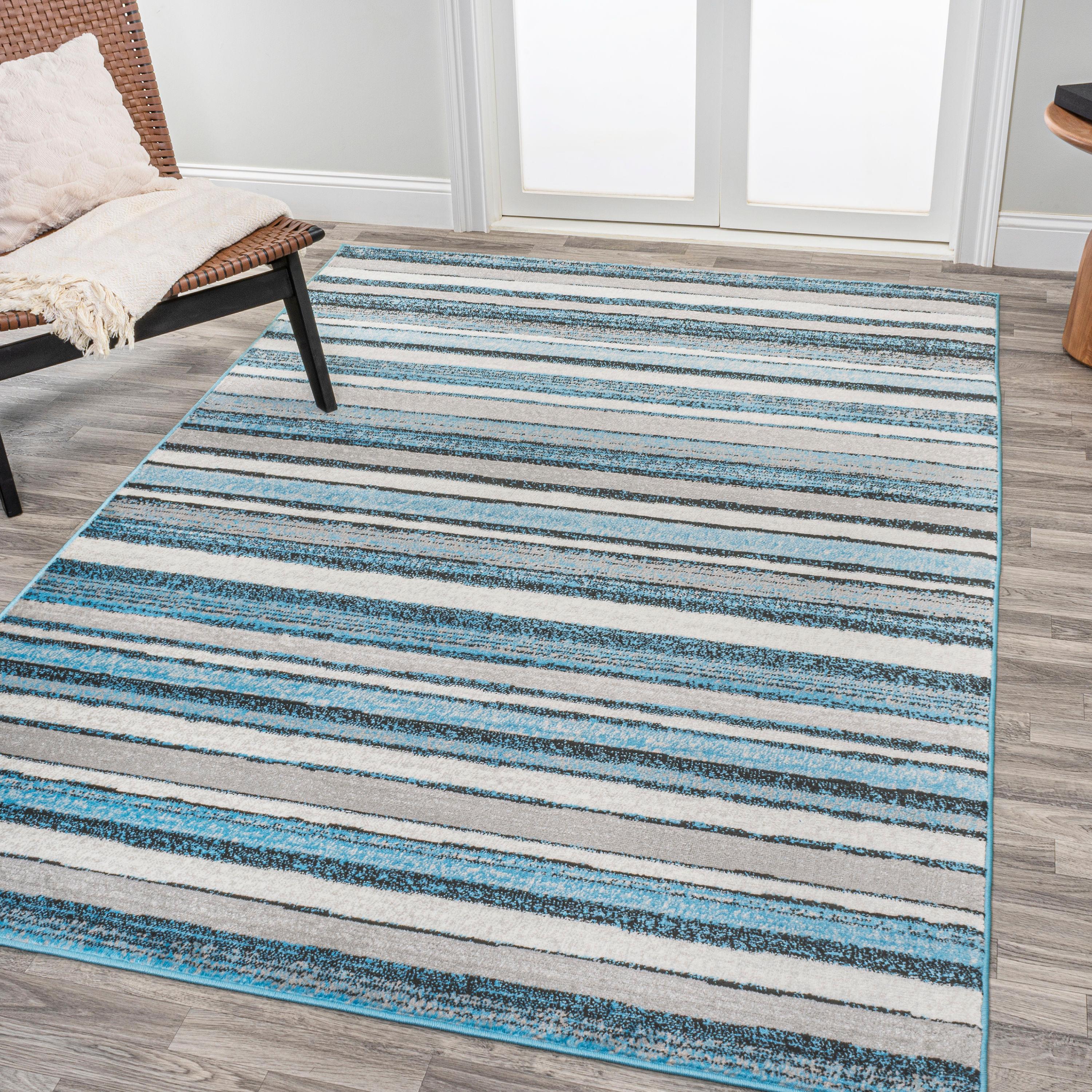 3' x 5' Magnolia Beach Strie' Striped Area Rug, Blue/Navy - JONATHAN Y