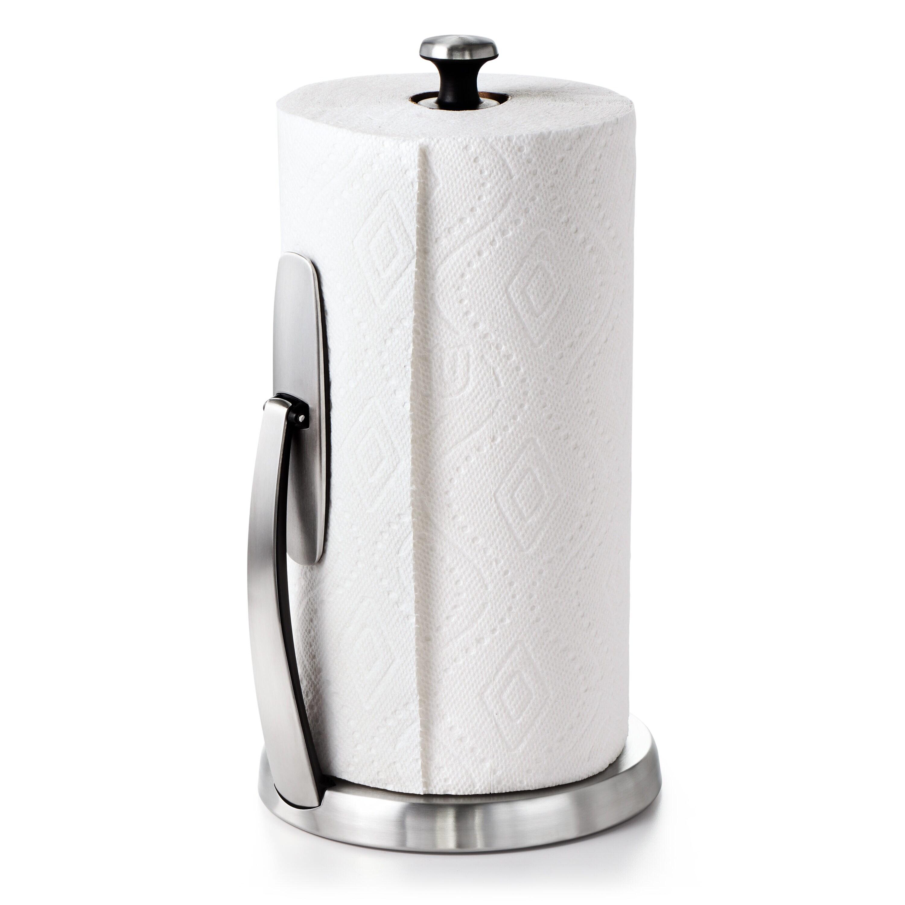 Stainless Steel and Black Freestanding Paper Towel Holder