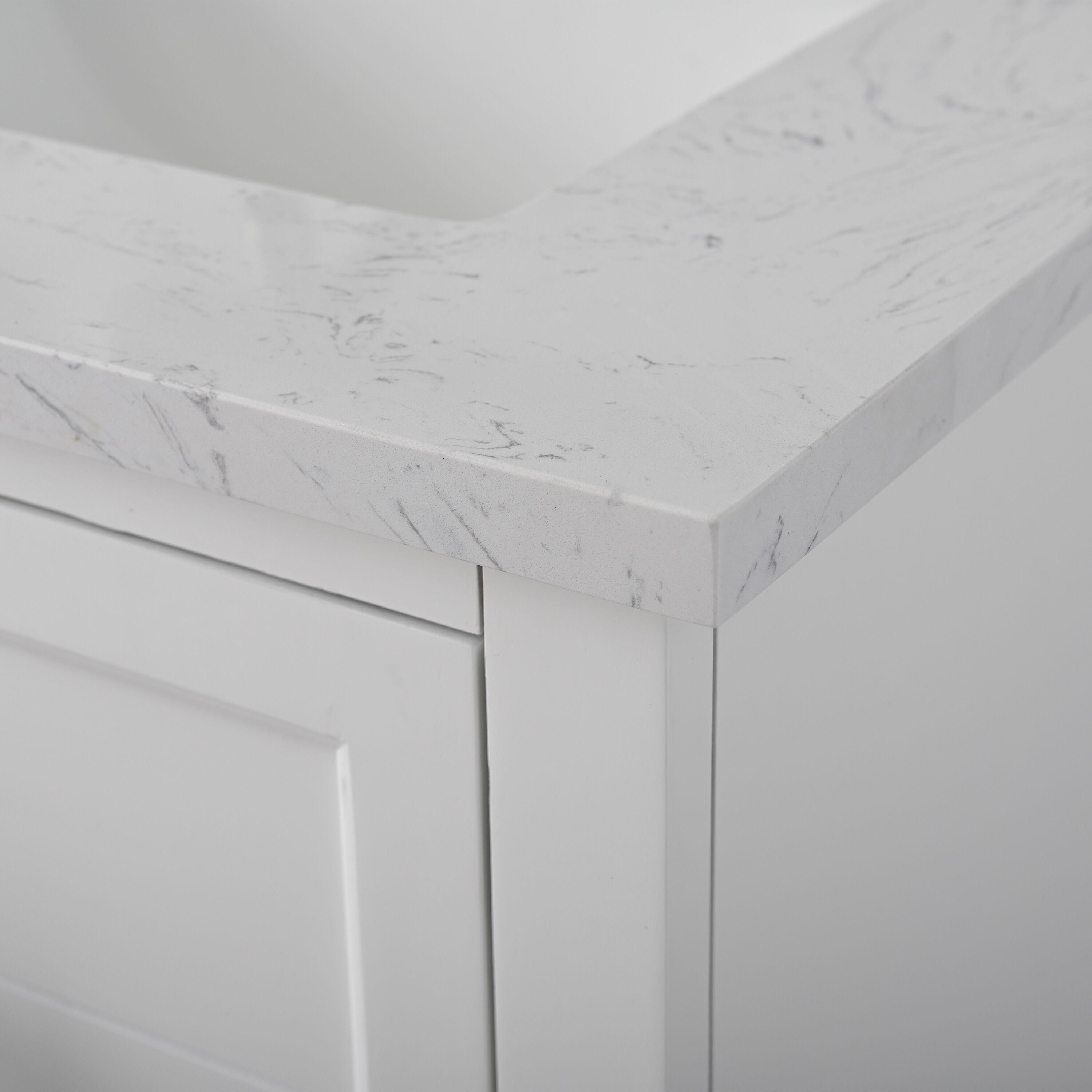 Vanity Art VA5054-W 54 x 22 x 34 in. Single Sink Bathroom Vanity with Quartz Top & Backsplash, White