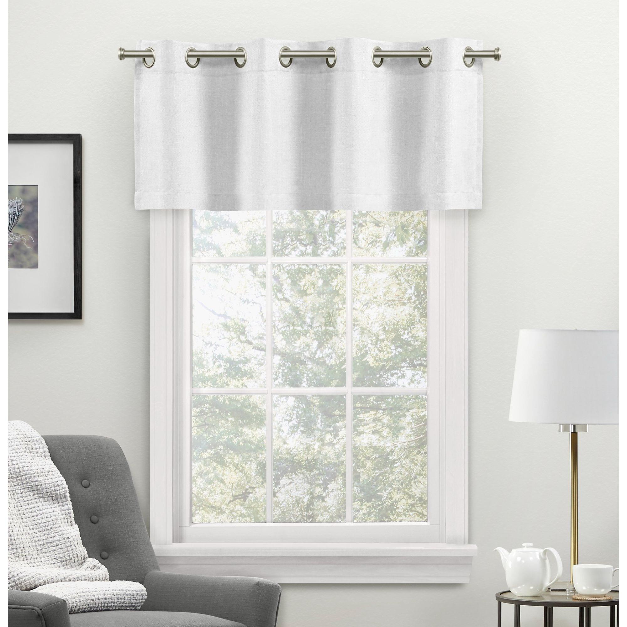 18"x54" Loha Light Filtering Window Valance Grommet White - Exclusive Home: Solid Polyester, Machine Washable