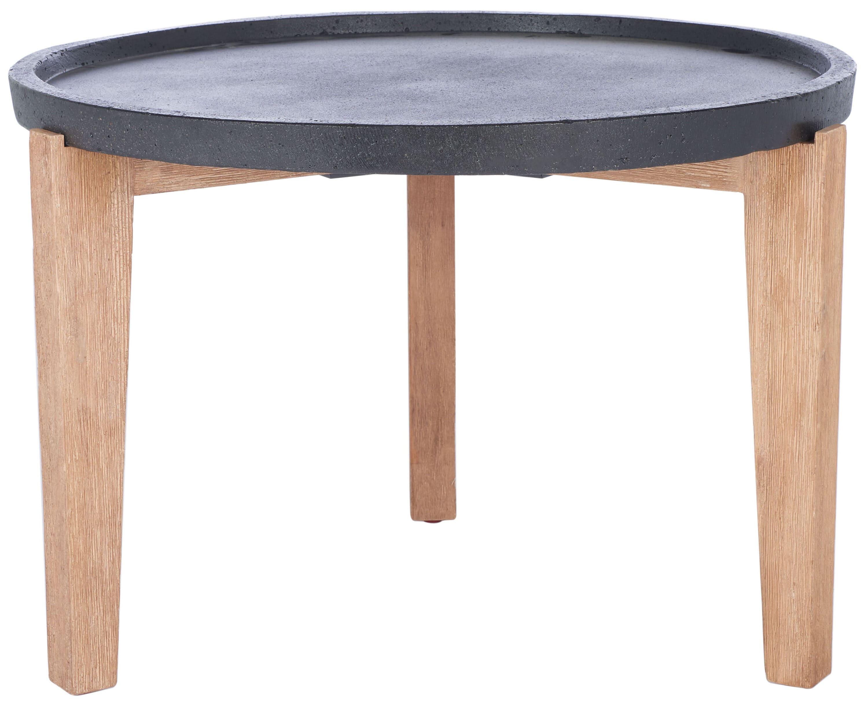 Valton Outdoor Side Table - Natural/Black - Safavieh