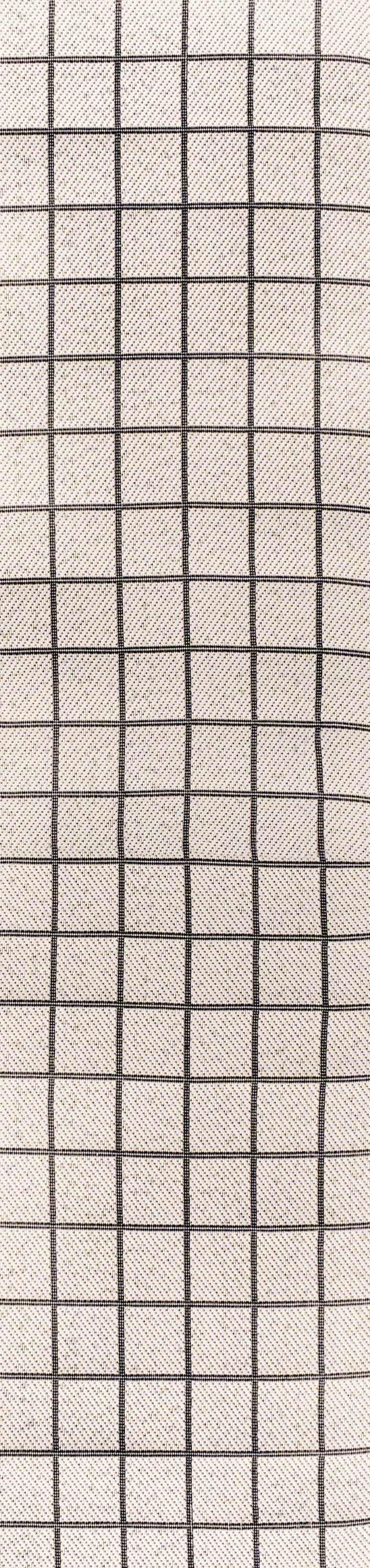 2' x 8' Grid Modern Squares Indoor/Outdoor Runner Rug, Cream/Black - JONATHAN Y