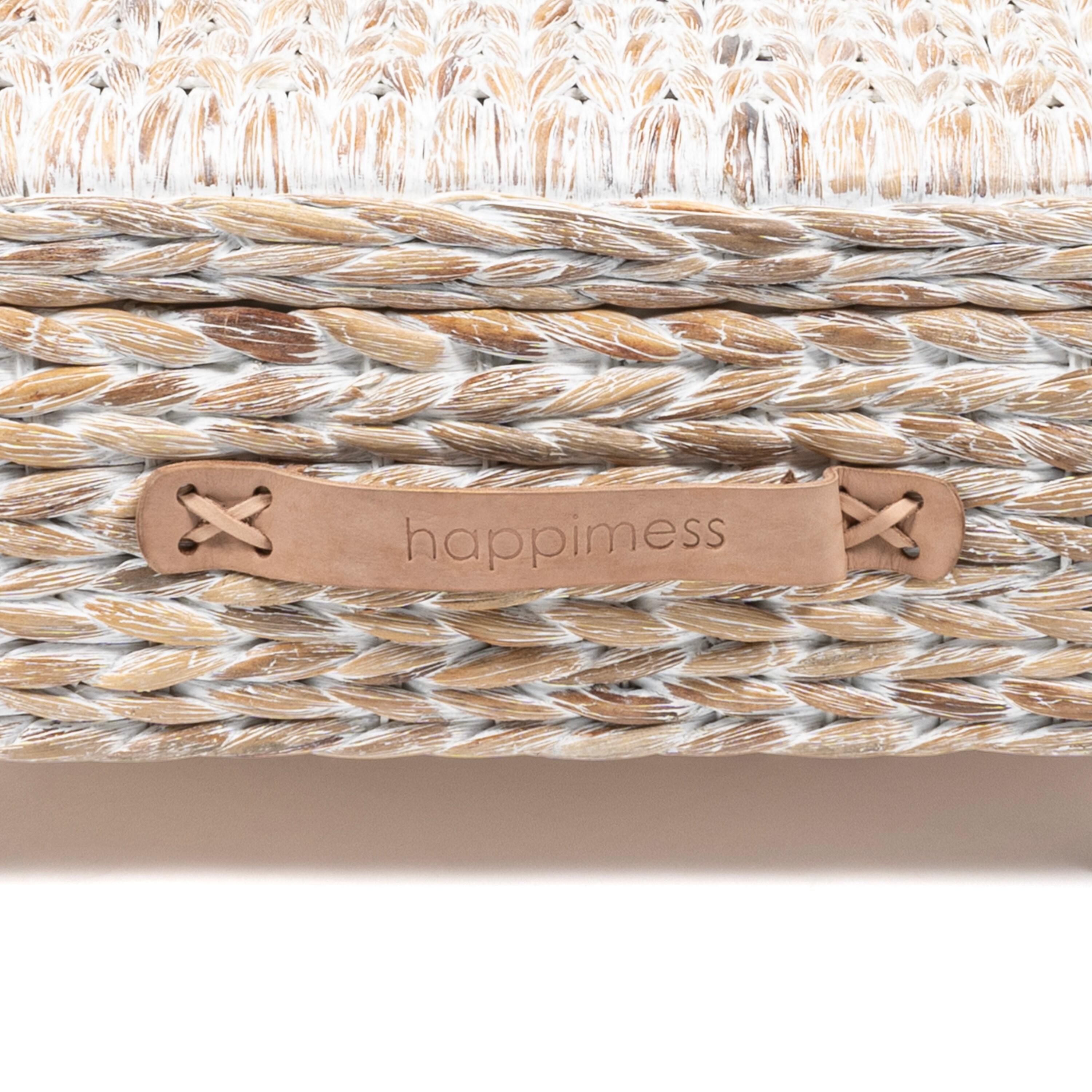 happimess Chett 26.38" Minimalist Hand-Woven Hyacinth/Wood Underbed Storage Bin with Wheels and Handles