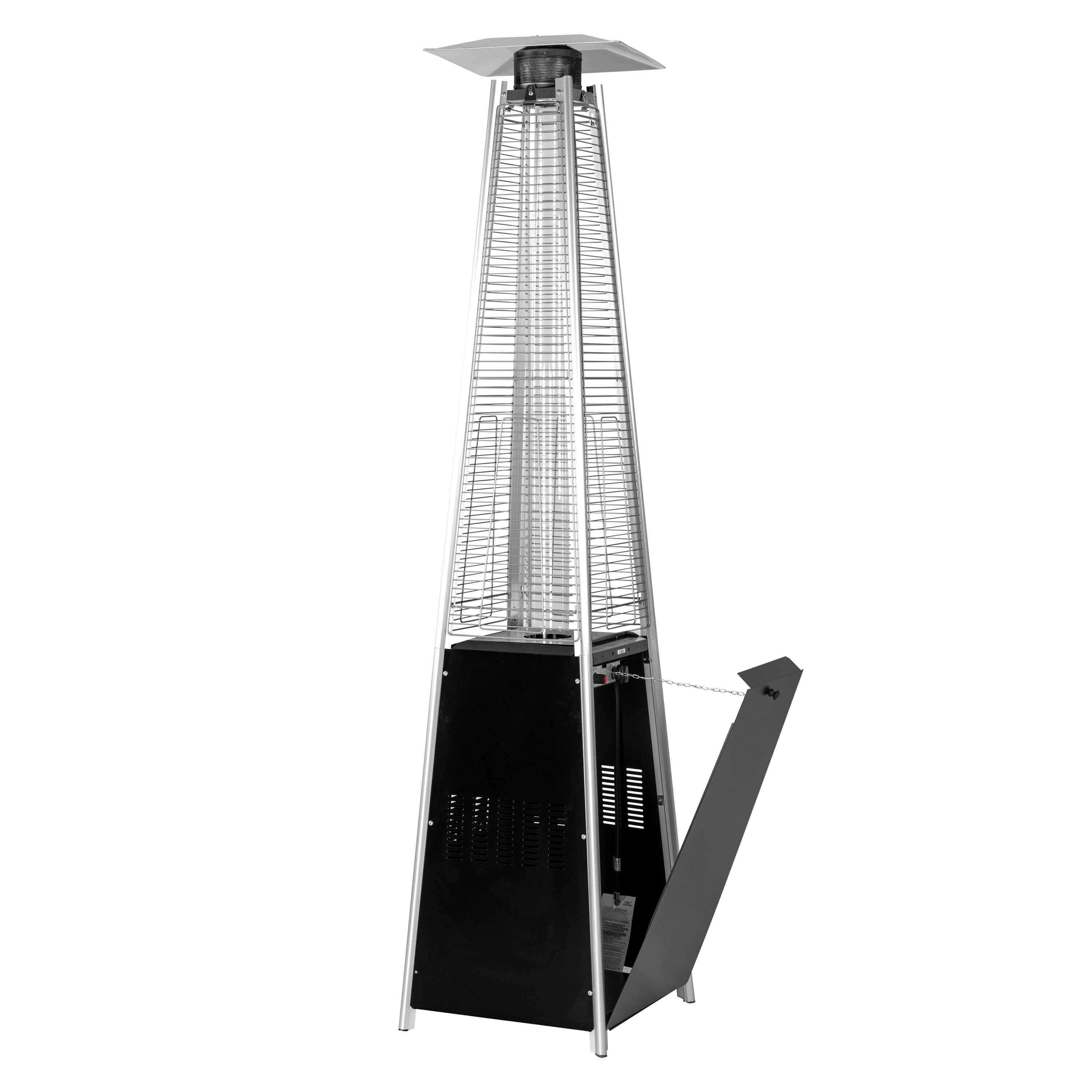 Nuu Garden Outdoor 48,000 BTU Pyramid Patio Heater with Wheels,Propane Flame Gas Patio Heater with Quartz Glass Tube for Party, Deck,Black