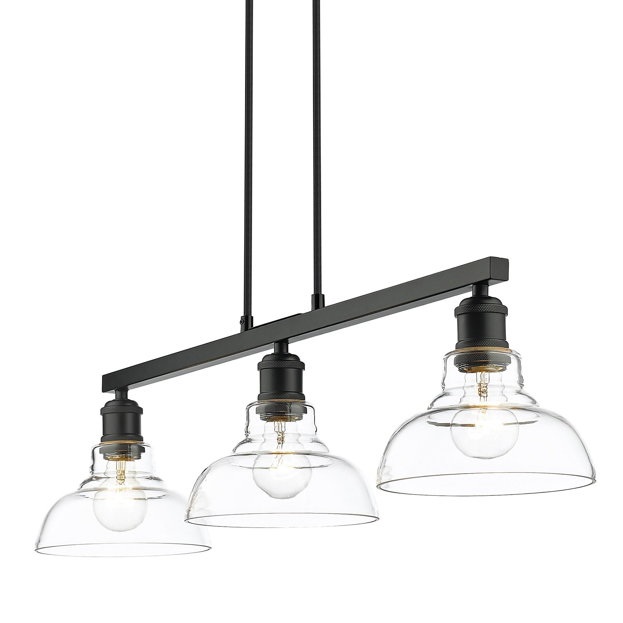 Golden Lighting Carver 3-Light Semi-flush in Matte Black with Clear Glass