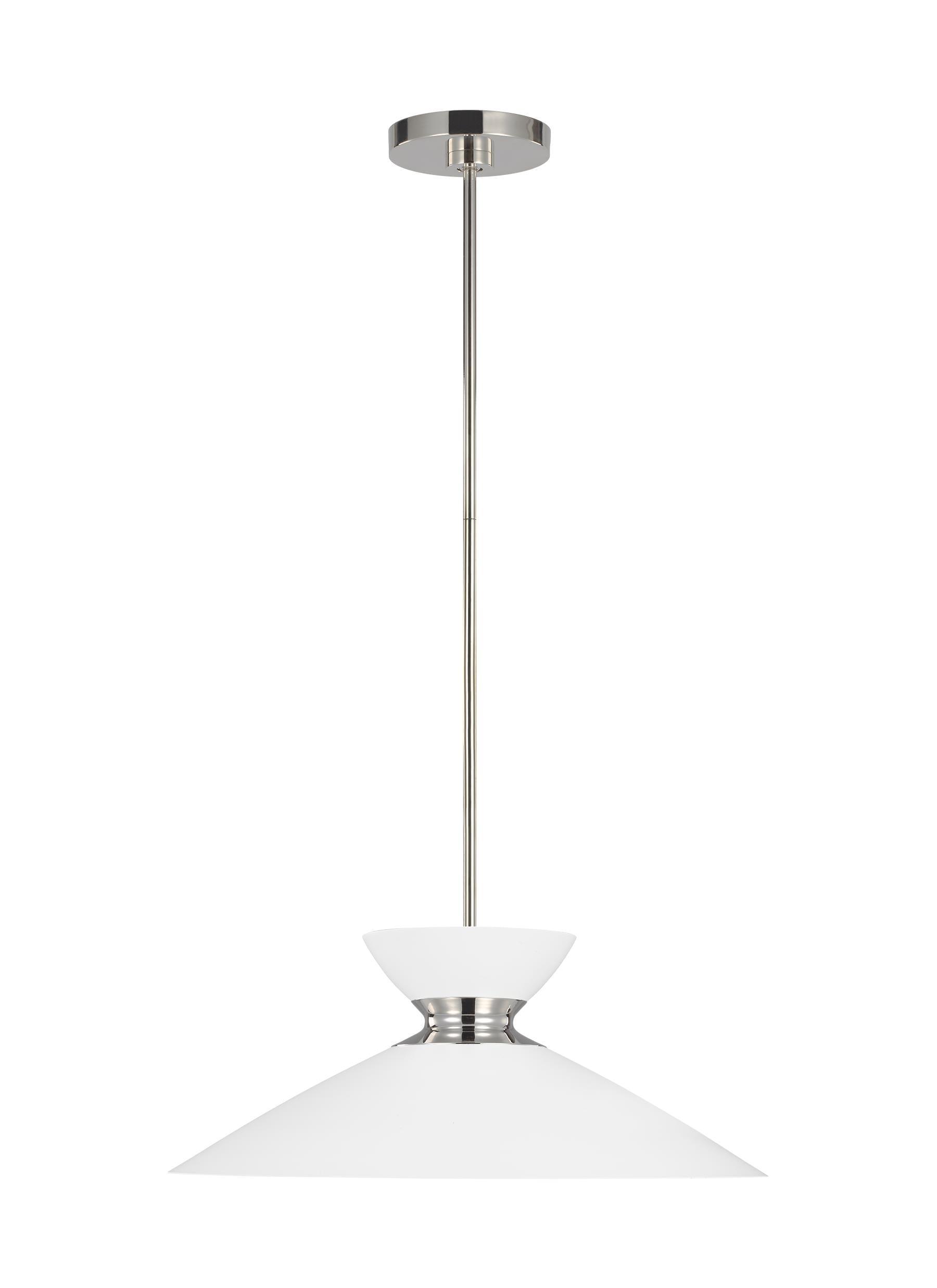 Heath Polished Nickel Indoor/Outdoor Pendant with Matte White Steel Shade