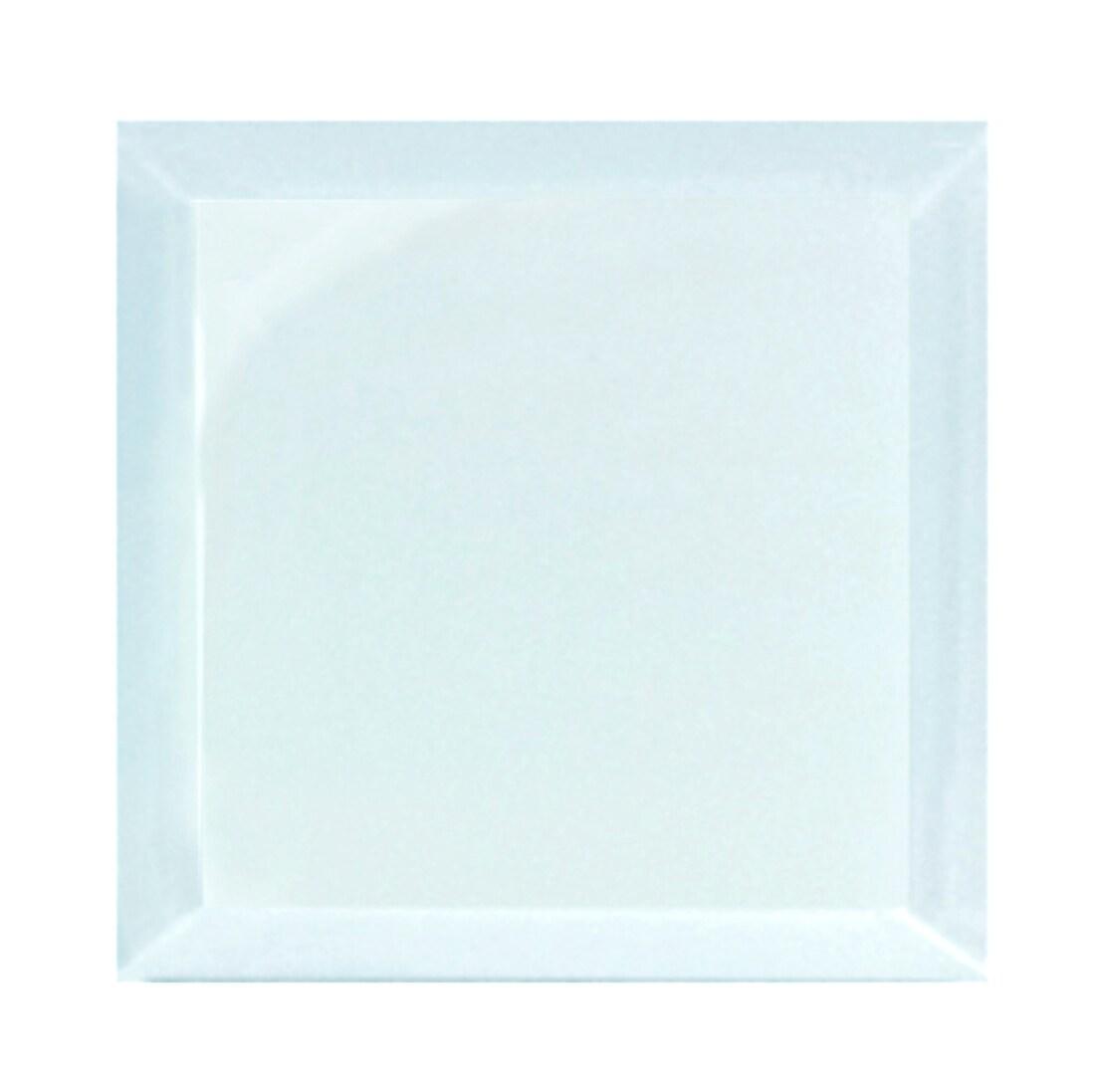 Frosted Elegance 8 in. x 8 in. Diamond Grade Glass Beveled Large Format Square Decorative Kitchen & Bathroom Wall Tile