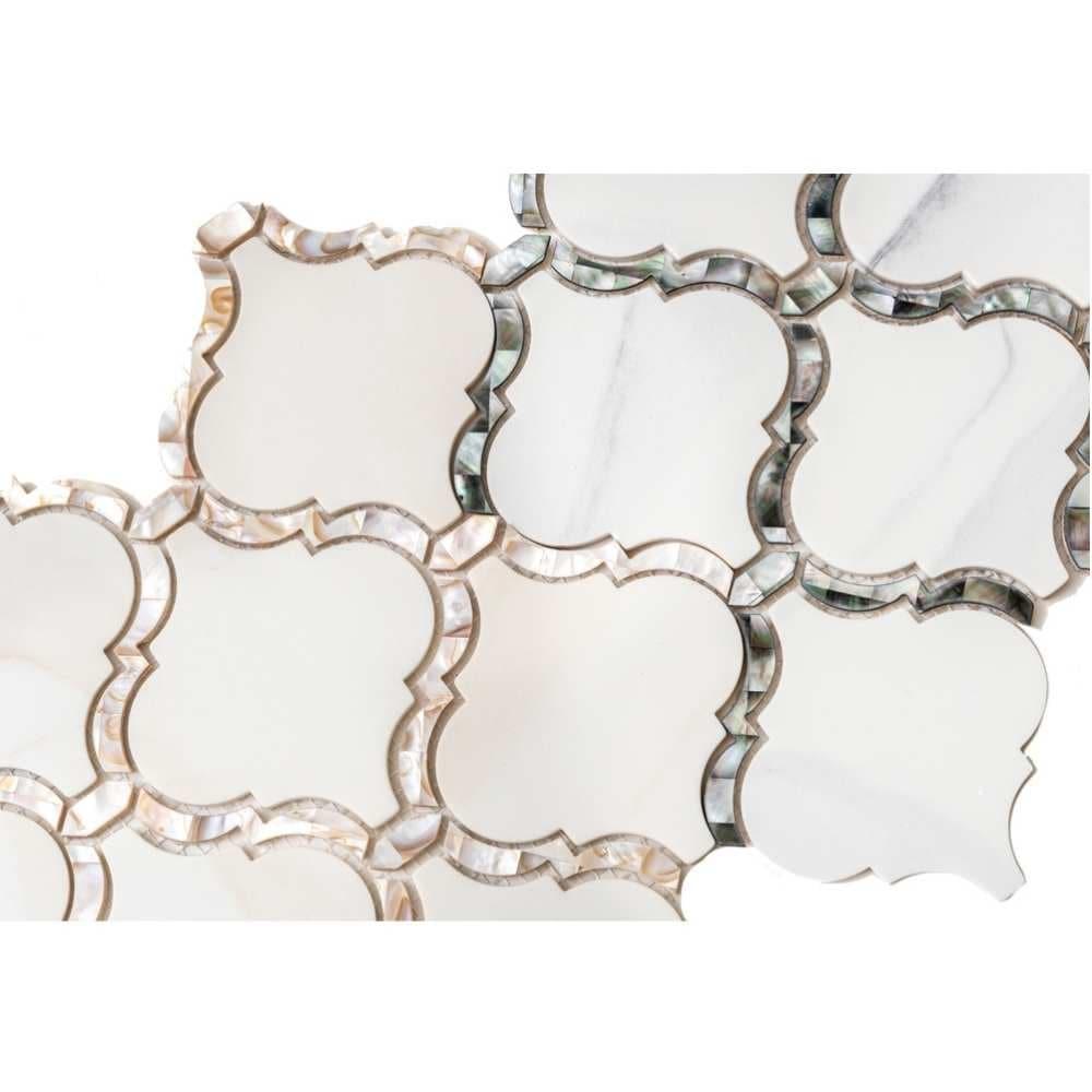 The Tile Life Tahitian Pearl Lantern 5x4.5 Statuario Silver Glass Wall Tile - 4x4 Sample