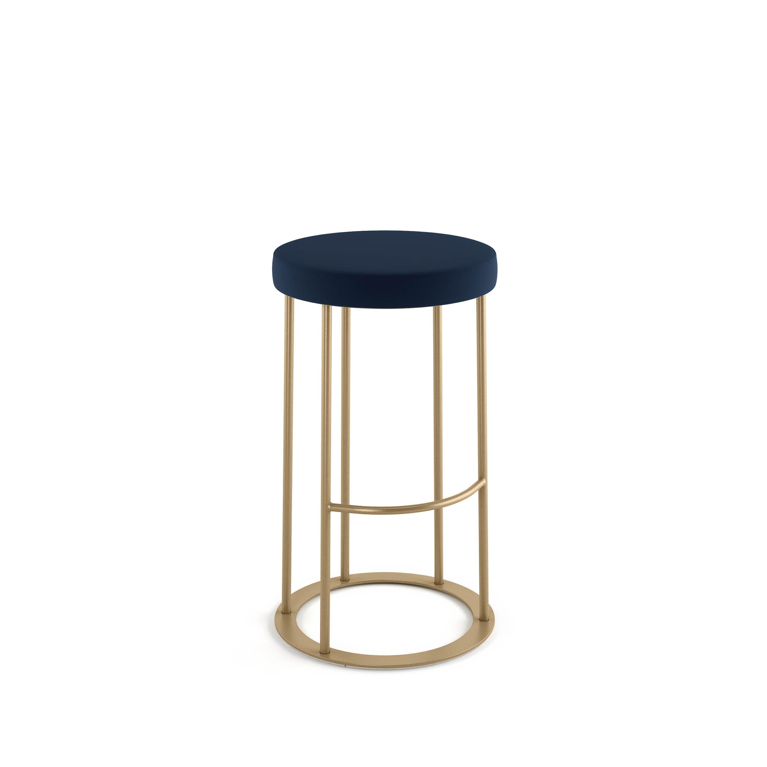 Modern Iris 30" Blue and Gold Metal Backless Bar Stool