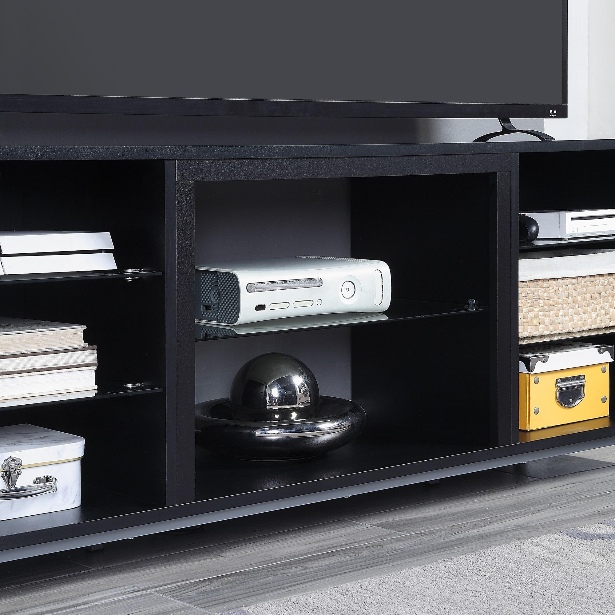 Manhattan Comfort Brighton Wood TV Stand for TVs up to 56" in Black