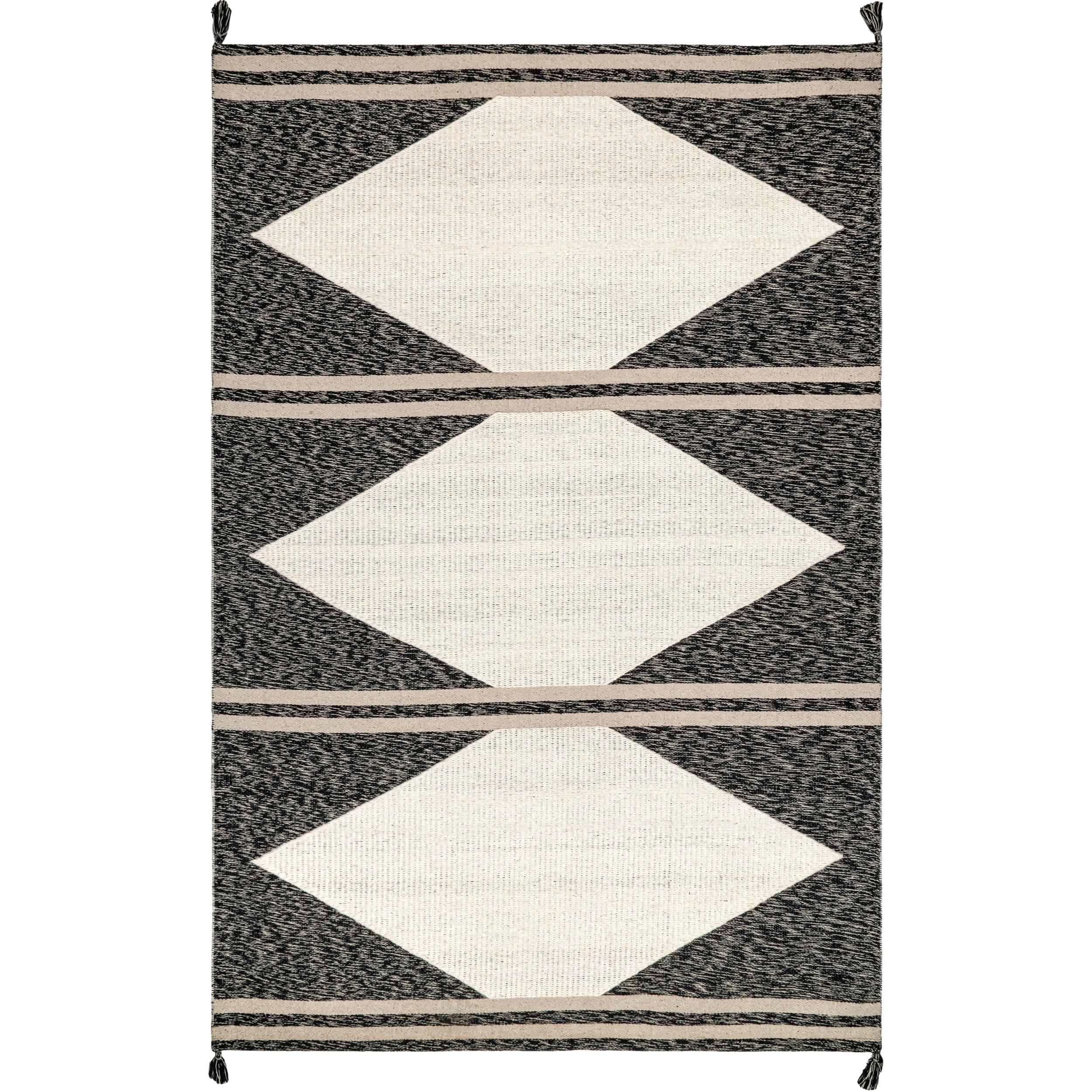 nuLOOM Chasen Cotton and Wool Flatweave Diamond Tassel Area Rug, 5' x 8', Ivory