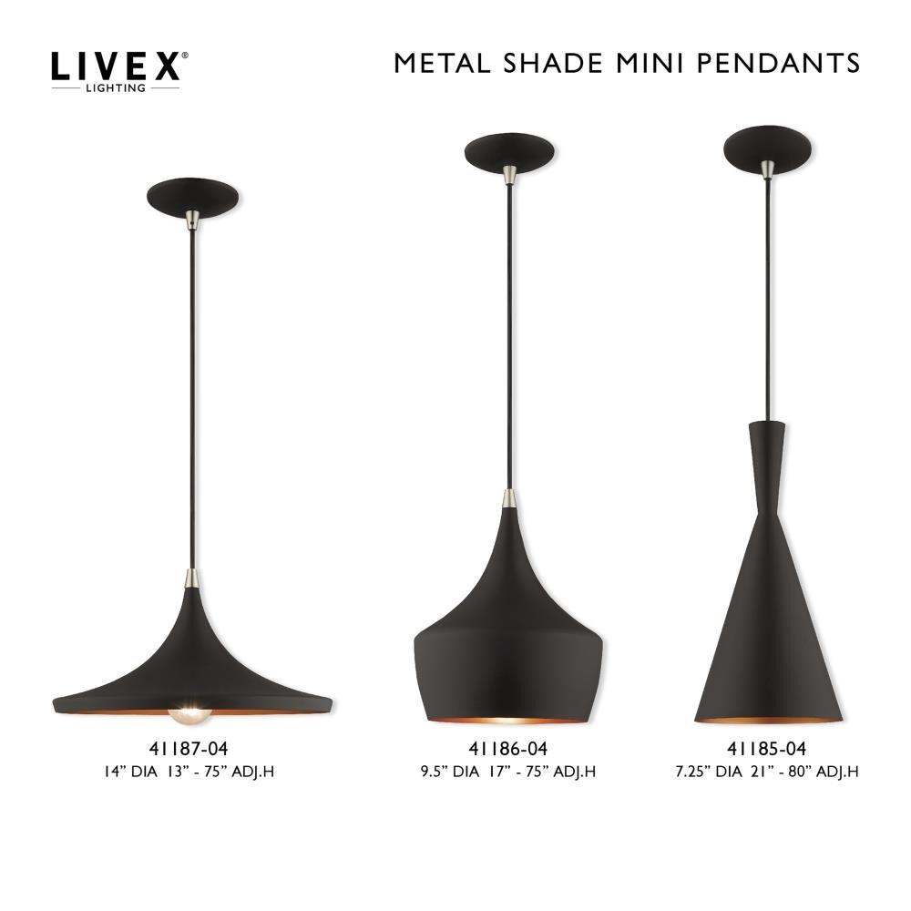 Livex Lighting Metal Shade 1 - Light Chandelier in  Black