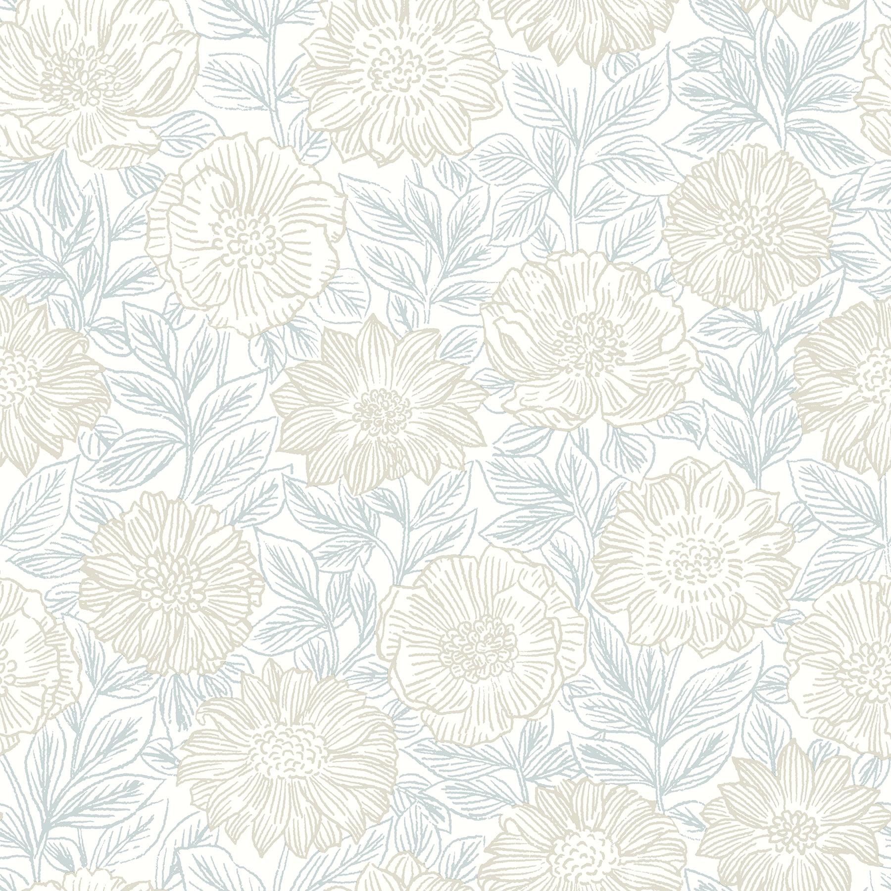 Faustin Neutral Floral Pre-pasted Washable Wallpaper