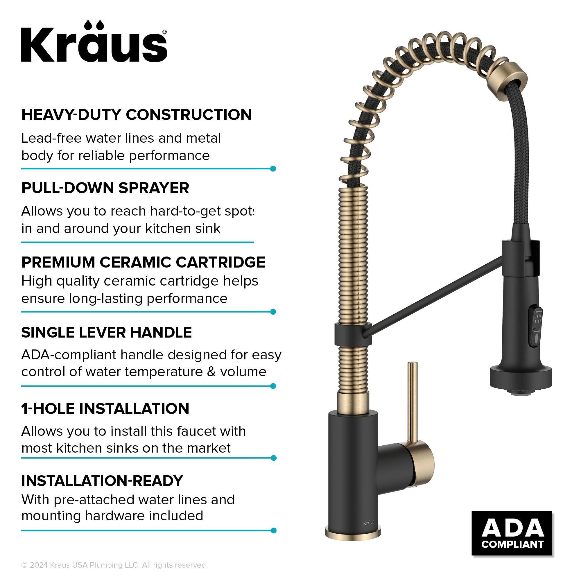 KRAUS Bolden Commercial Style 2-Function Single Handle Pull Down Kitchen Faucet