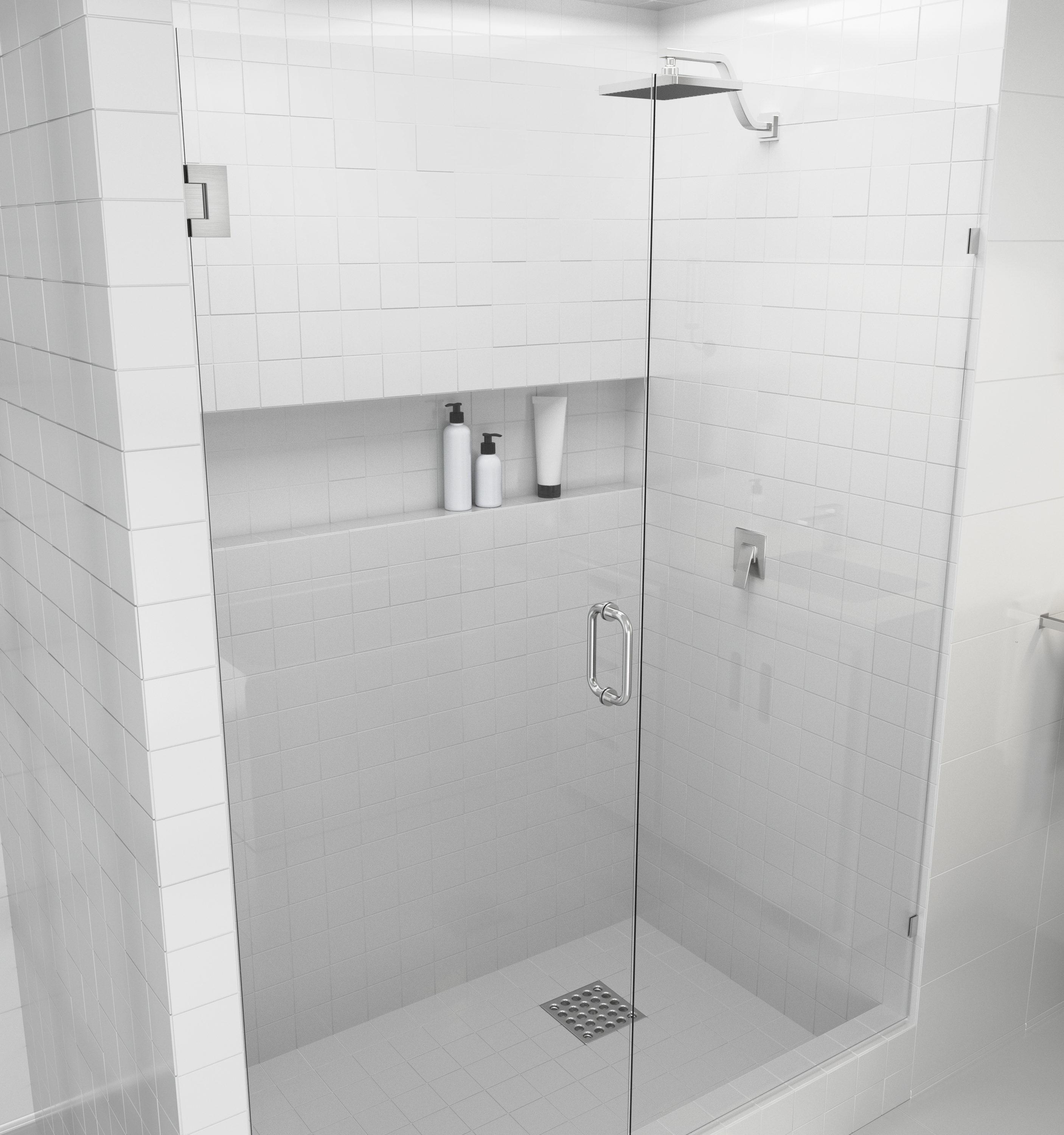 Illume 57.5 in. x 78 in. Fully Frameless Wall Hinge Shower Door