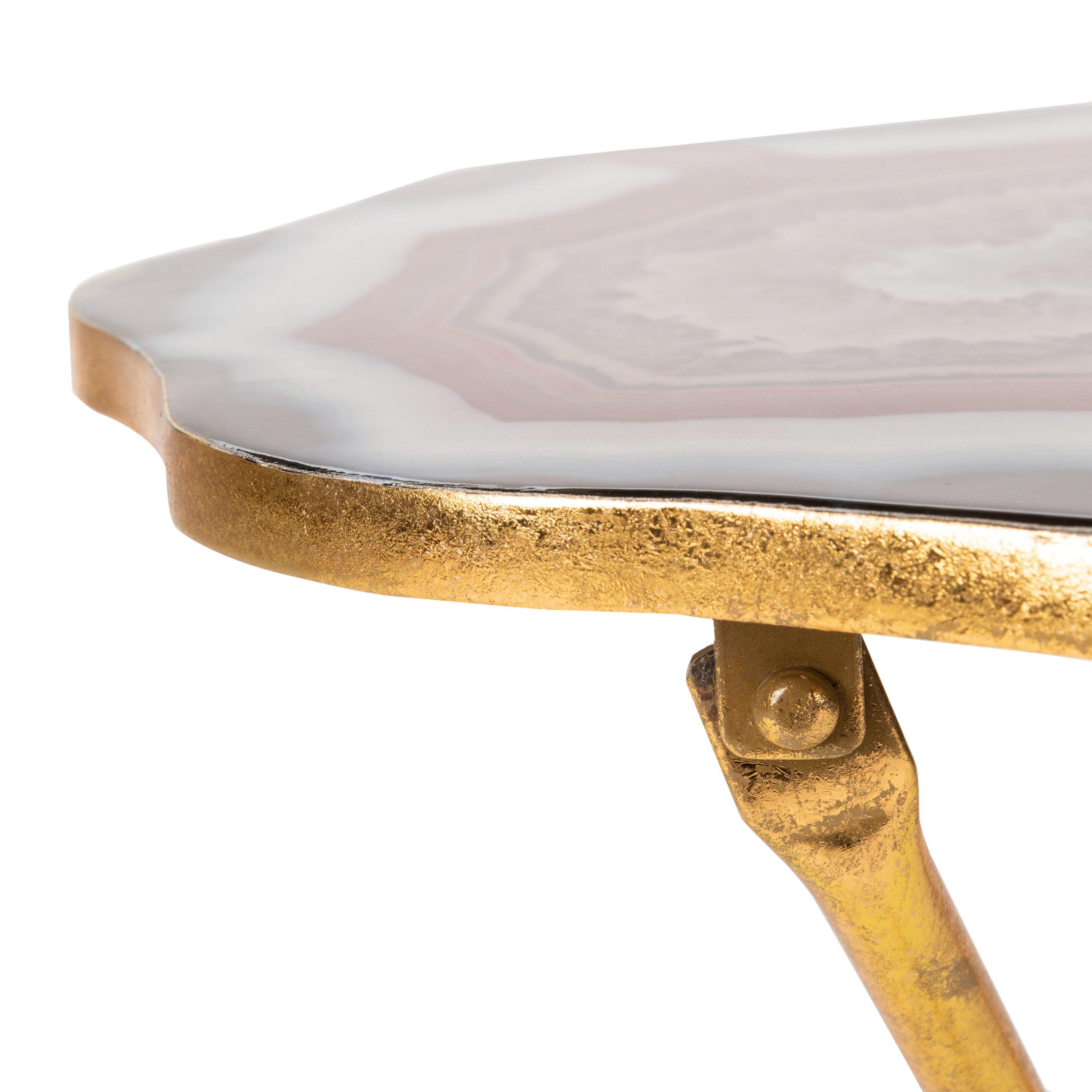 Celeste Faux Agate Side Table - Multi Color/Gold - Safavieh