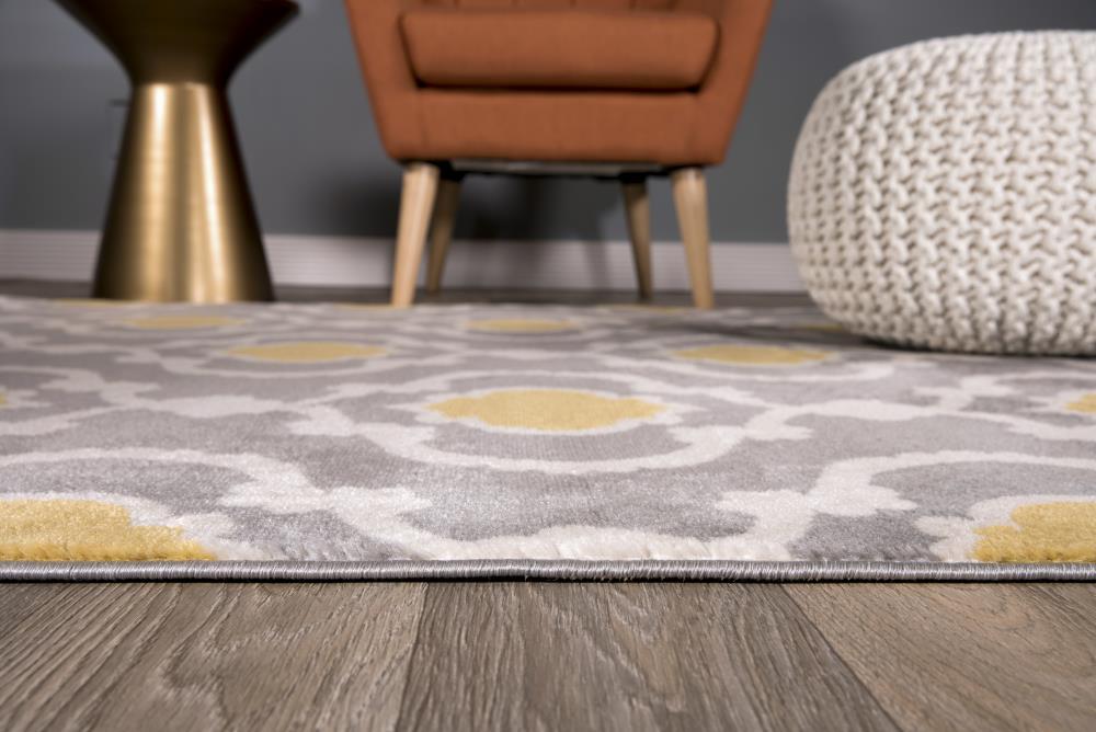 World Rug Gallery Moroccan Trellis Contemporary Indoor Area Rug - Yellow gray 6'6" x 9'