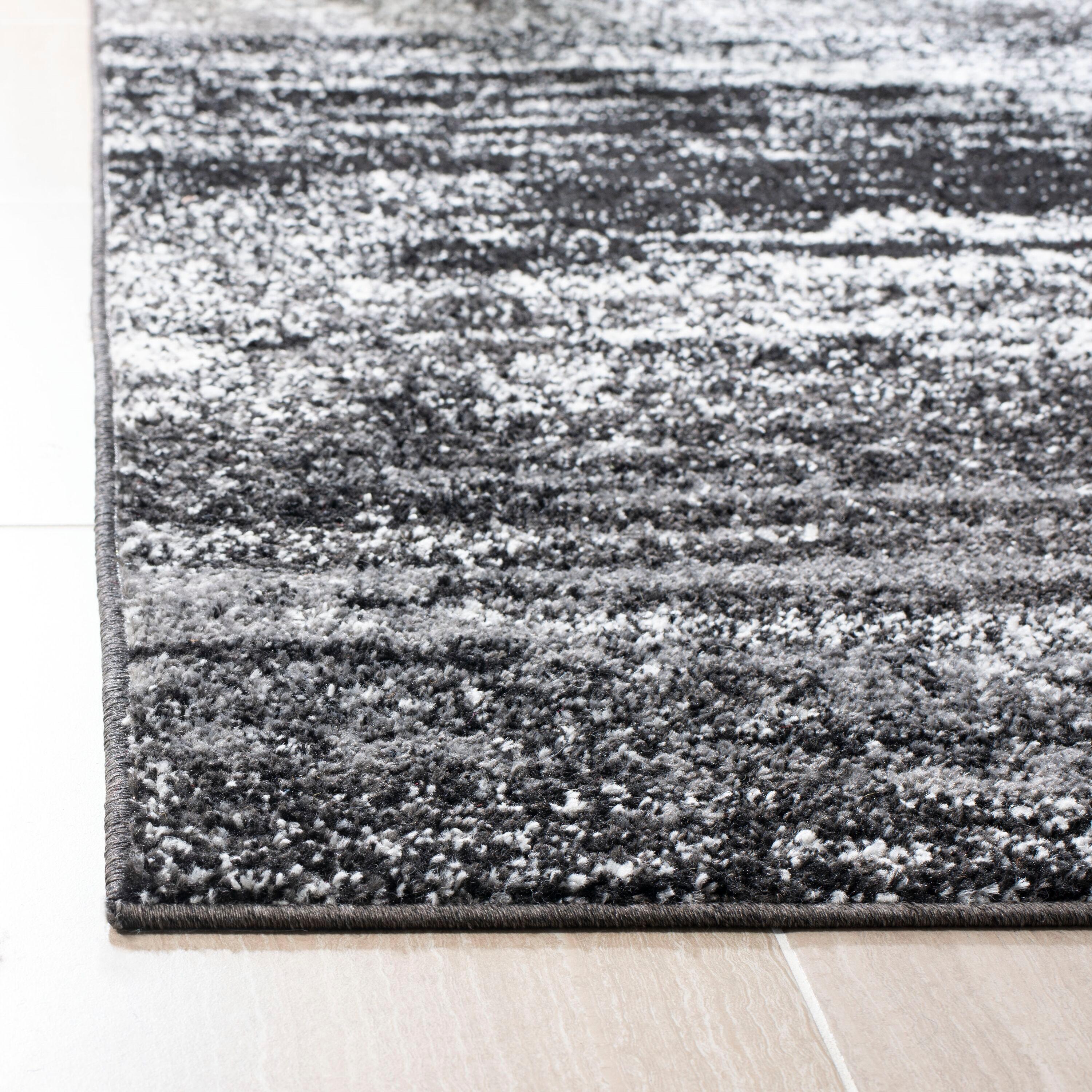 Adirondack ADR112 Machine Made Indoor Area Rug - Silver/Black - 4'x4' - Safavieh