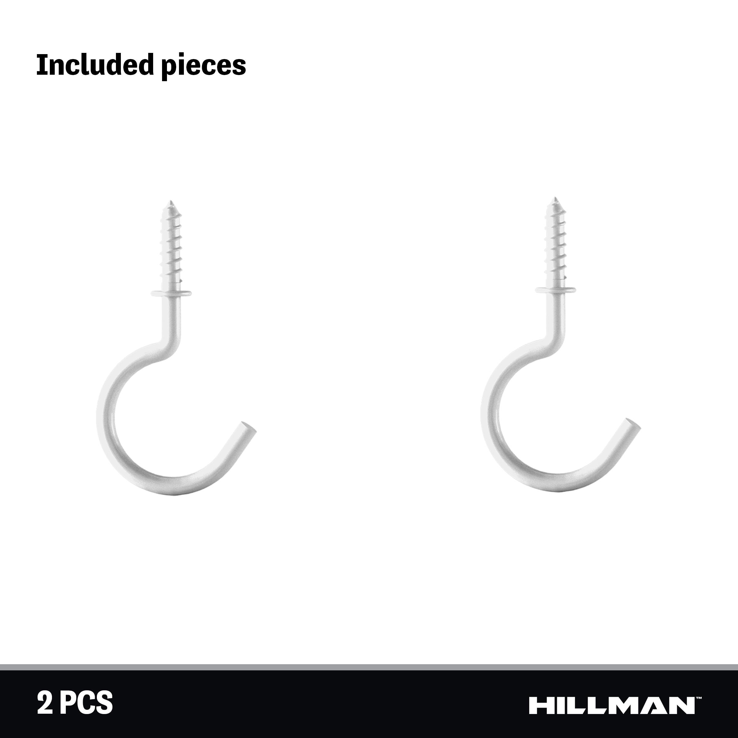 White Metal Screw-In Cup Hook, 1-1/4 Inch