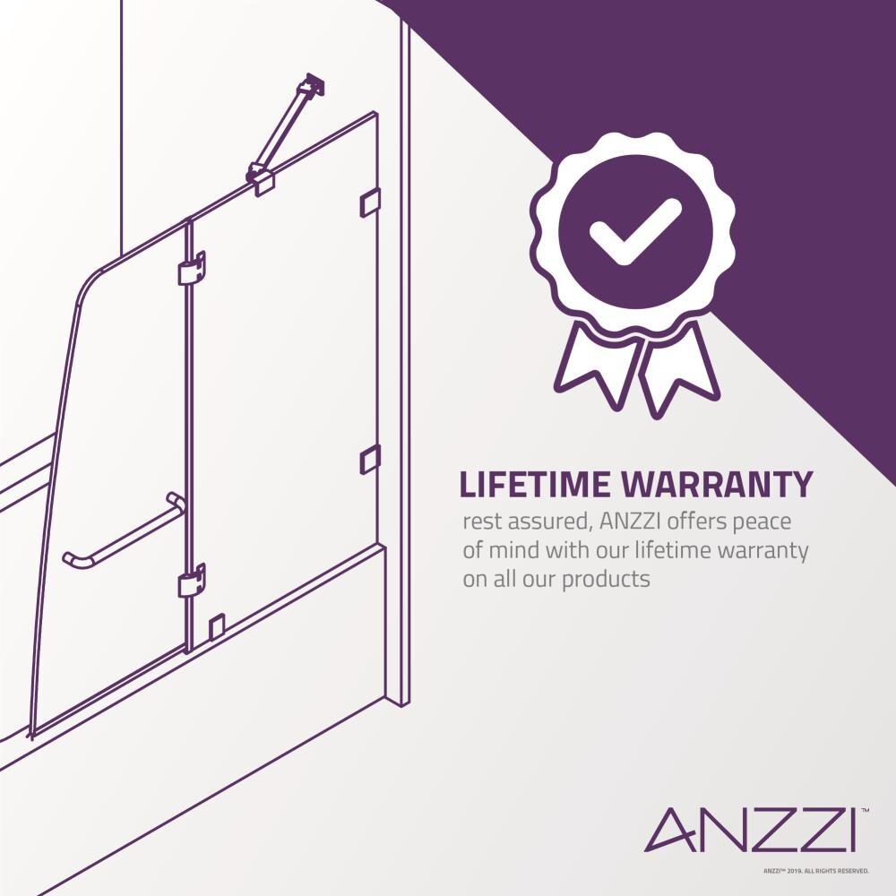 Pacific 48" W x 58" H Hinged Frameless Tub Door with Tsunami Guard