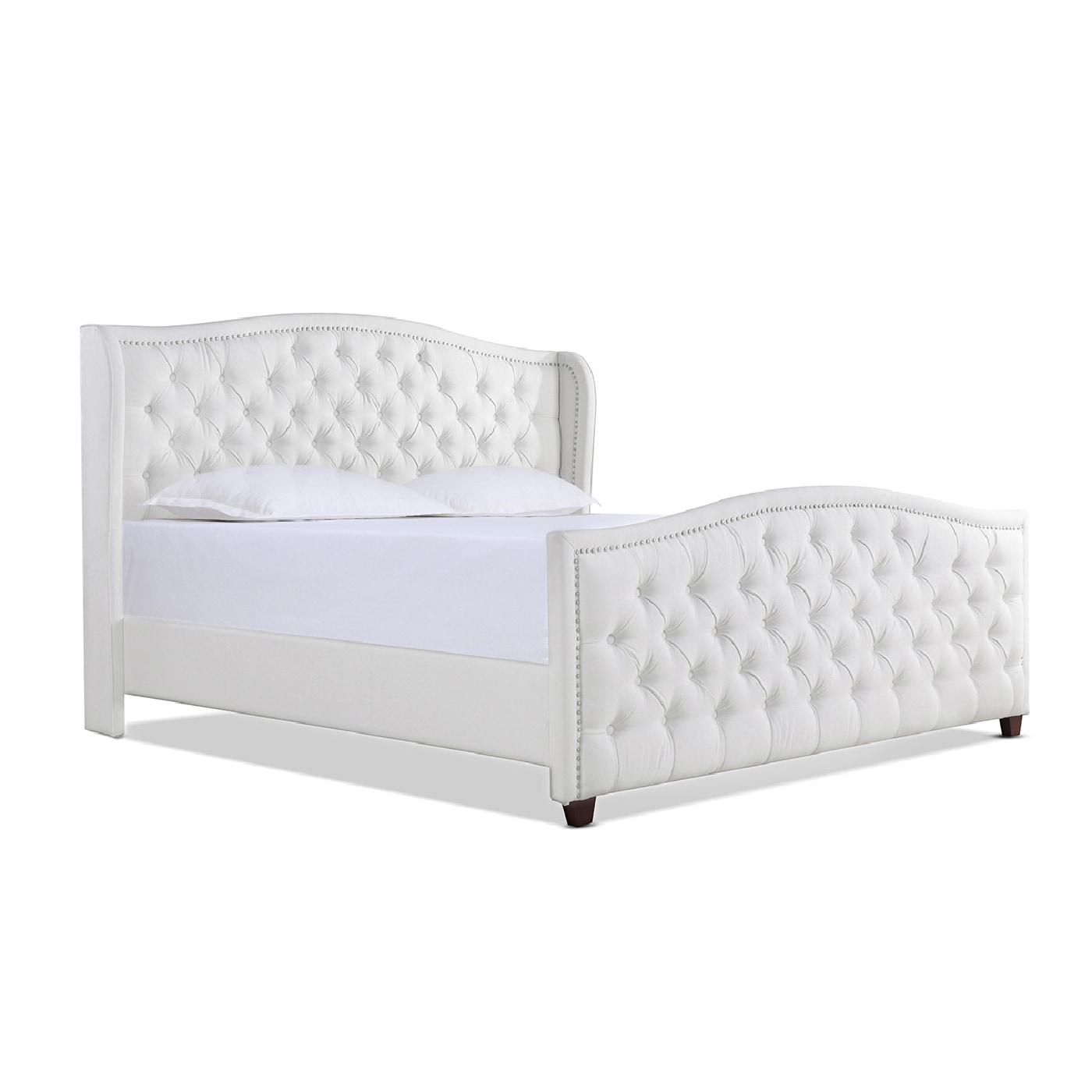Marcella Tufted Wingback King Bed Bright White