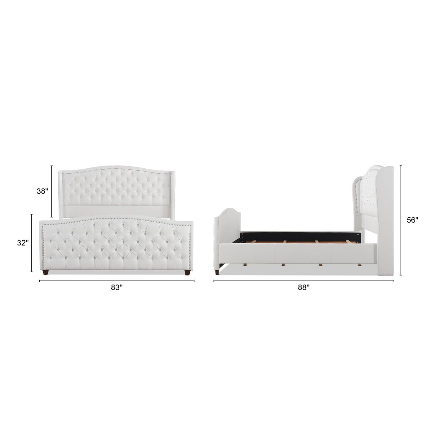 Marcella Tufted Wingback King Bed Bright White