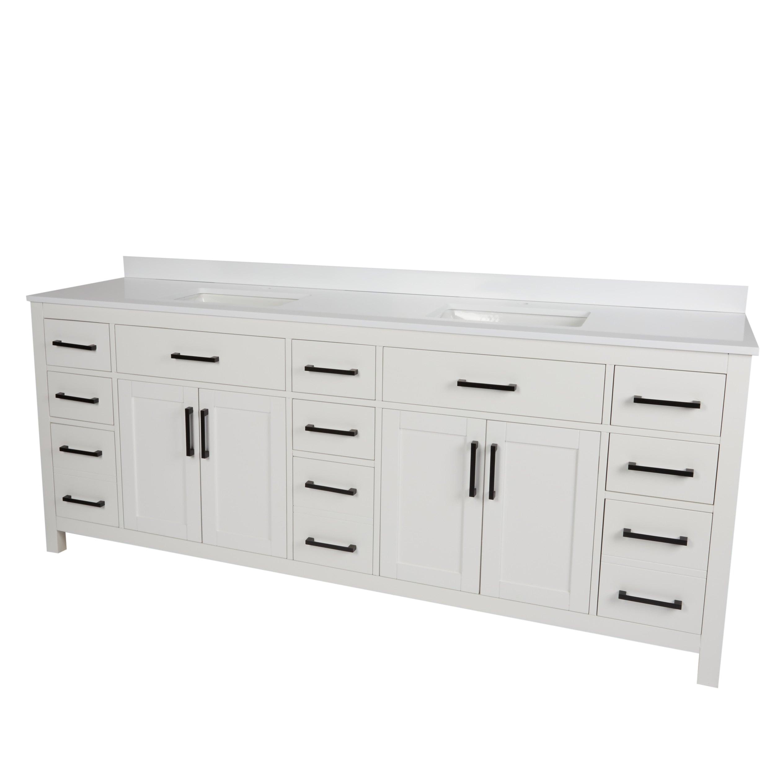 Beckett 84" Freestanding Double Bathroom Vanity with Cultured Marble Top