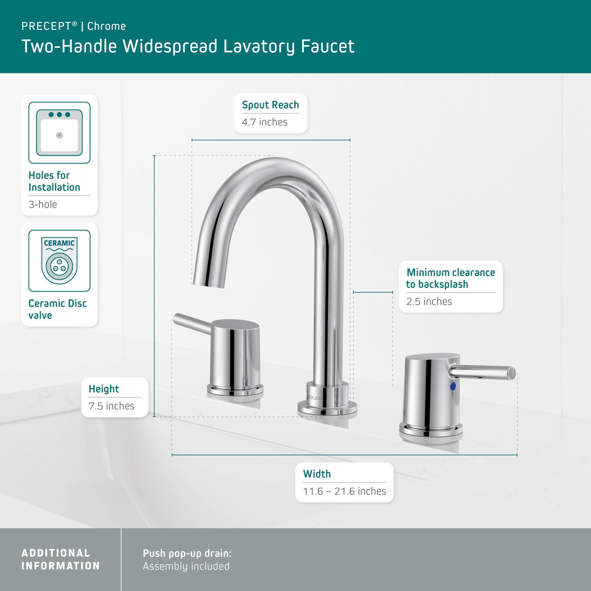 Precept Widespread 2-handle Bathroom Faucet with Drain Assembly