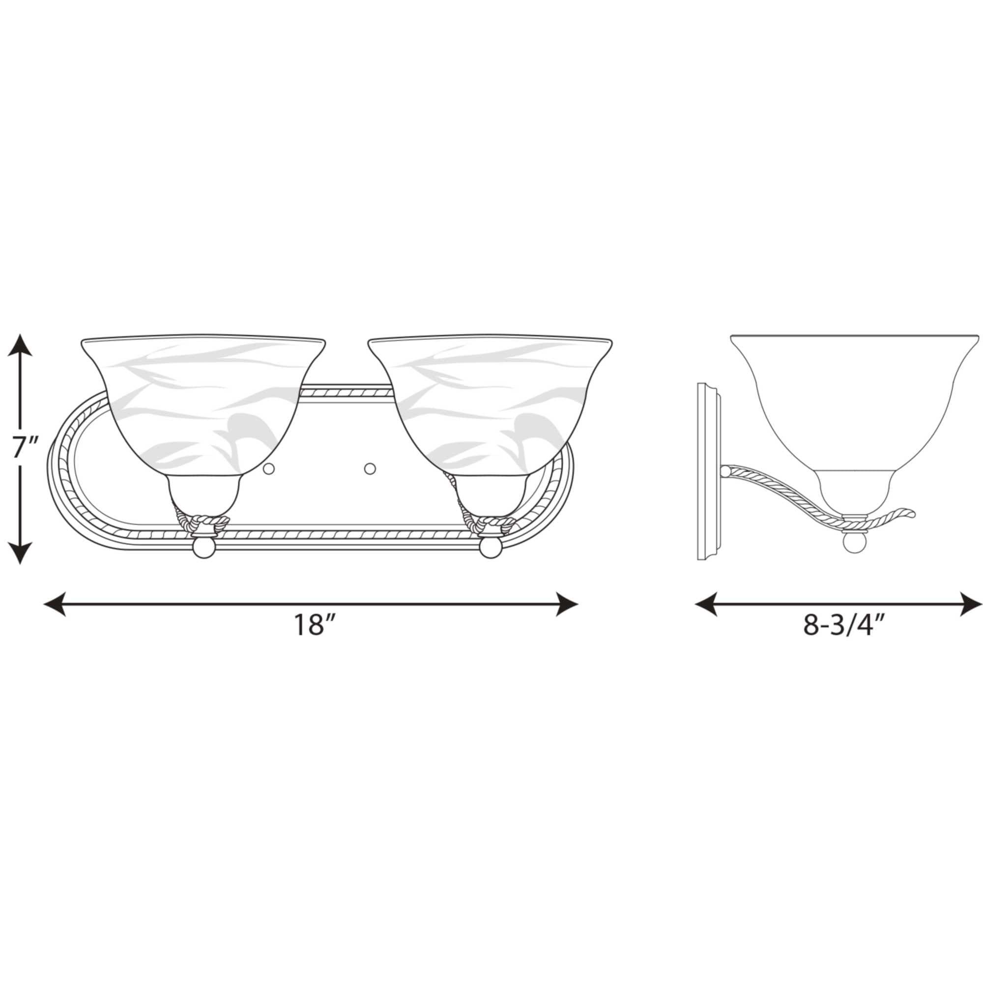 Progress Lighting Avalon 2-Light Bath Bracket, Brushed Nickel, Alabaster Glass Shade