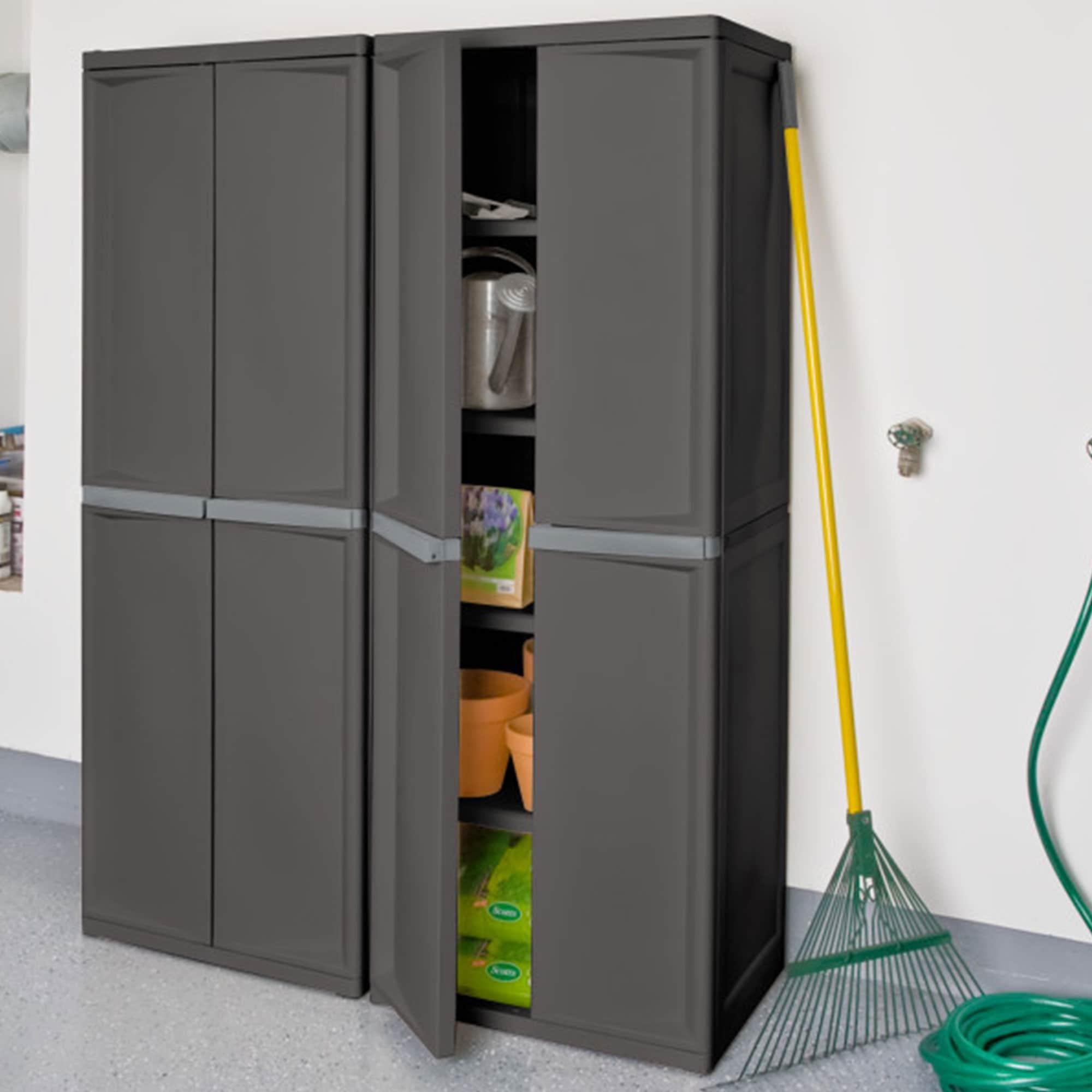 Sterilite Sterilite Adjustable 4-Shelf Gray Storage Cabinet With Doors (Set of 2)