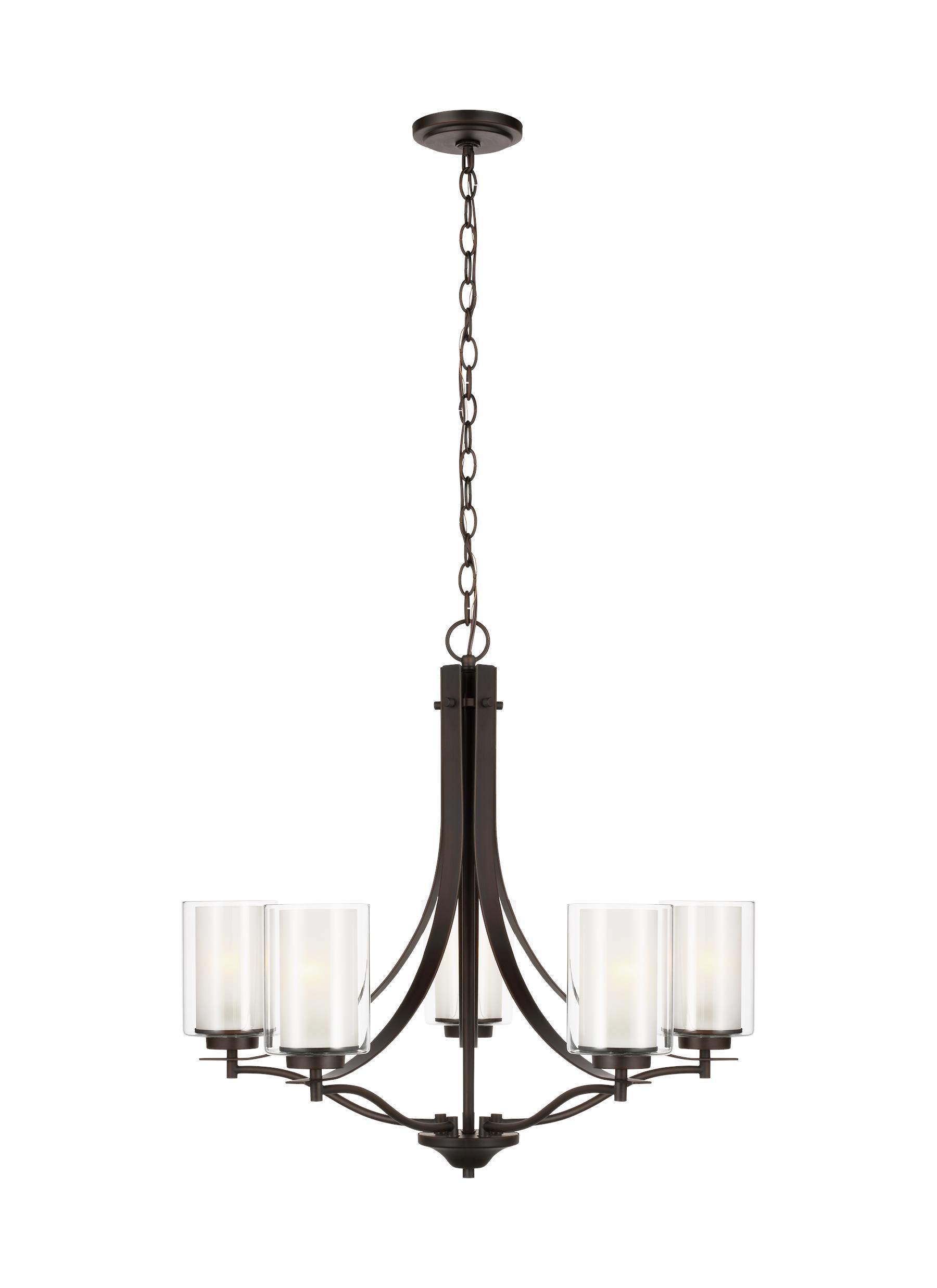 Elmwood Park 5-Light Bronze Chandelier with Satin Etched Glass