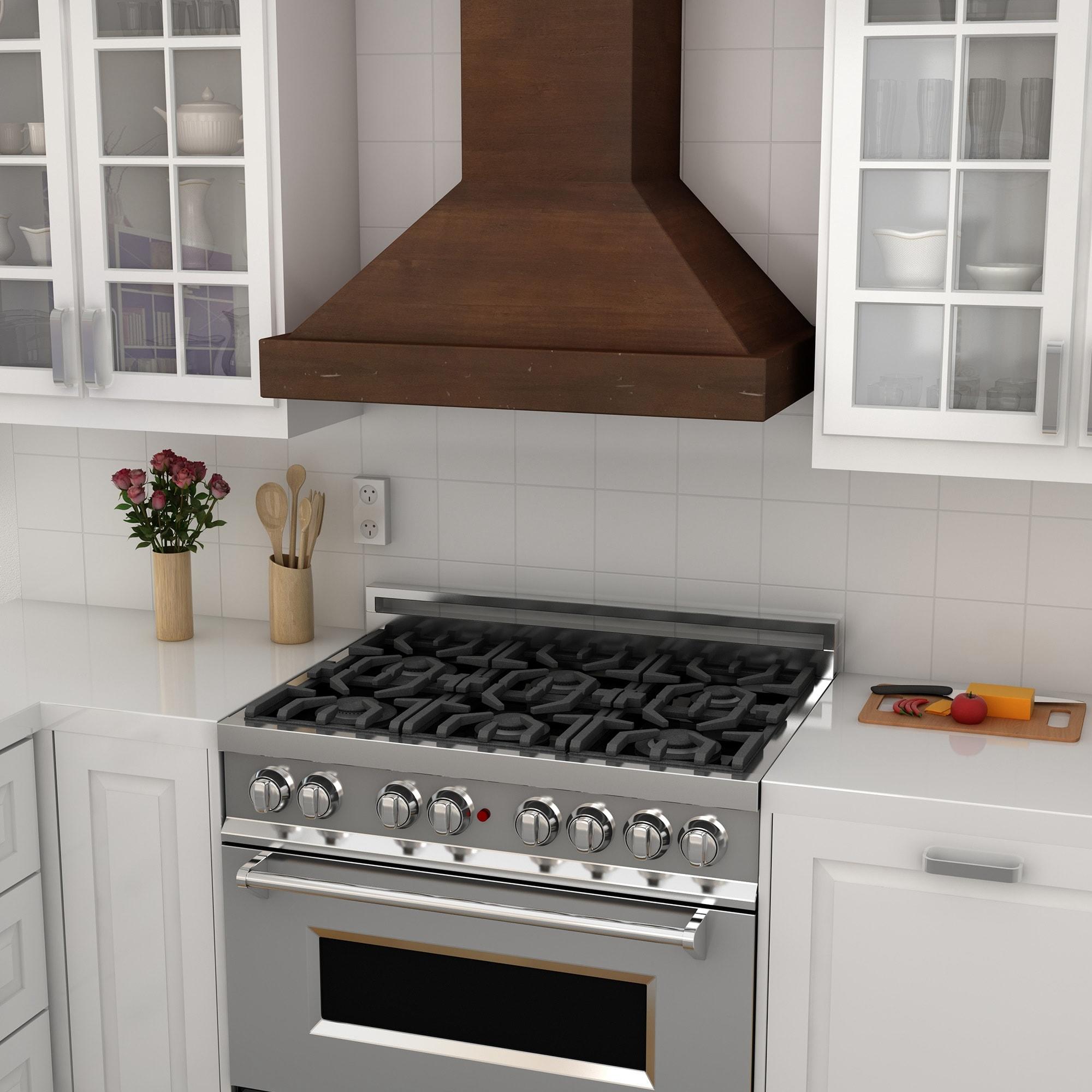 ZLINE 36" Convertible Vent Wooden Wall Mount Range Hood in Walnut