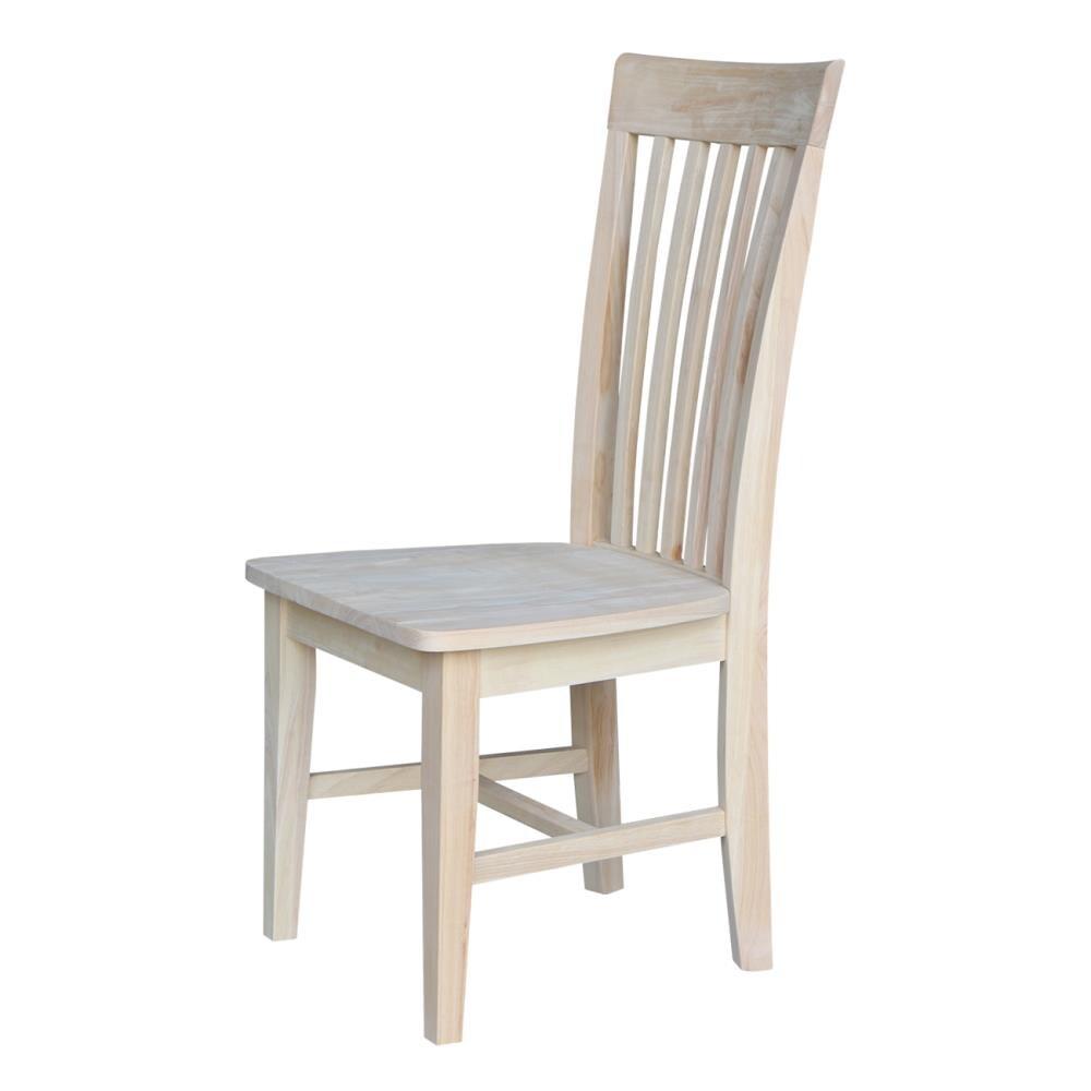 Set of 2 Tall Mission Chairs Wood/Unfinished - International Concepts: Solid Parawood, Kitchen Furniture