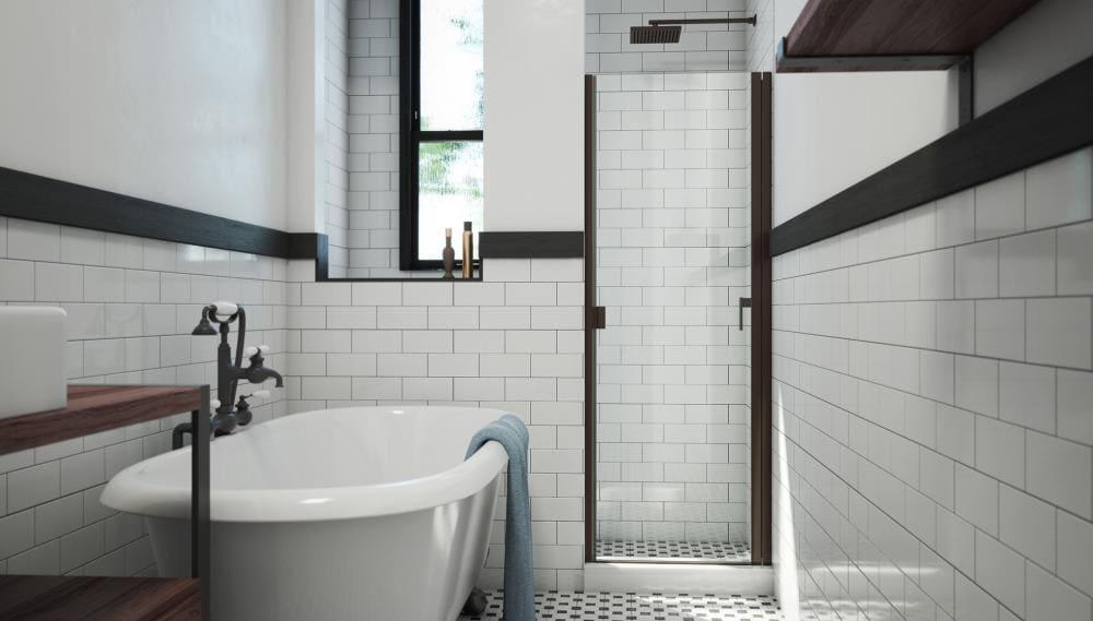 RD 24" W x 66" H Hinged Semi-Frameless Shower Door