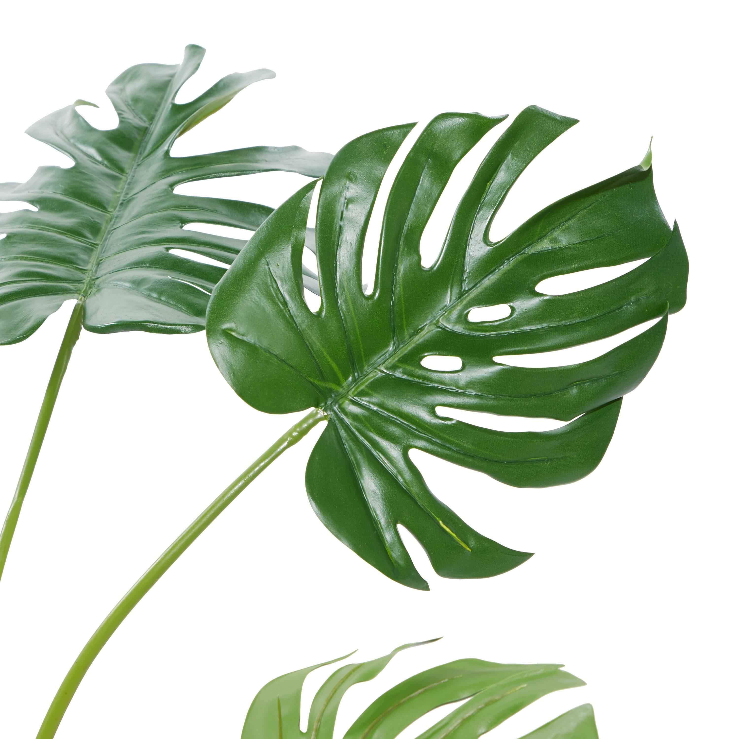 DecMode 29" Artificial Monstera Plant in Realistic Leaves and Black Plastic Pot