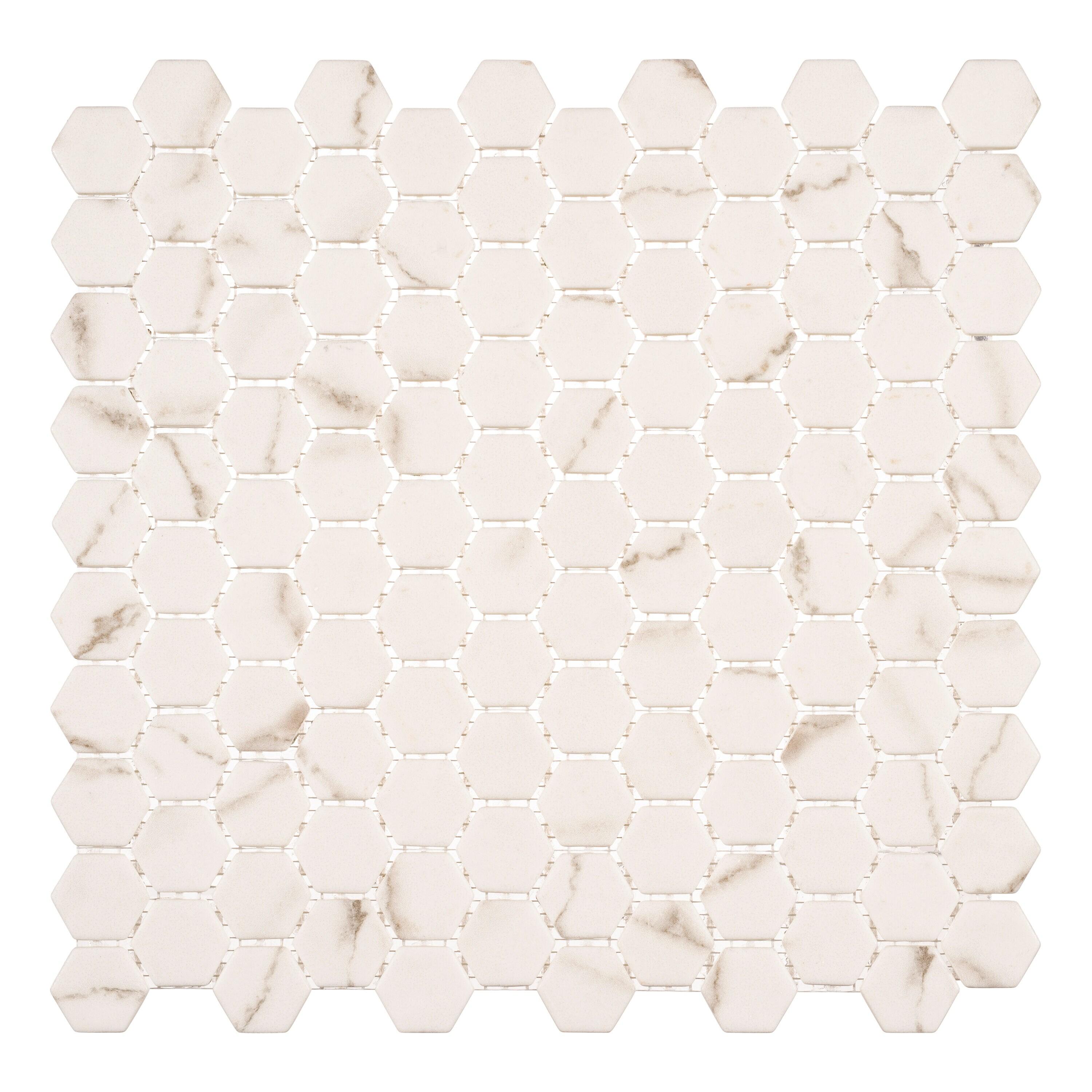 Trillions Hexagon Honeycomb Glass Mosaic Kitchen Backsplash, Bathroom, Shower, Pool, Wall and Floor Tile