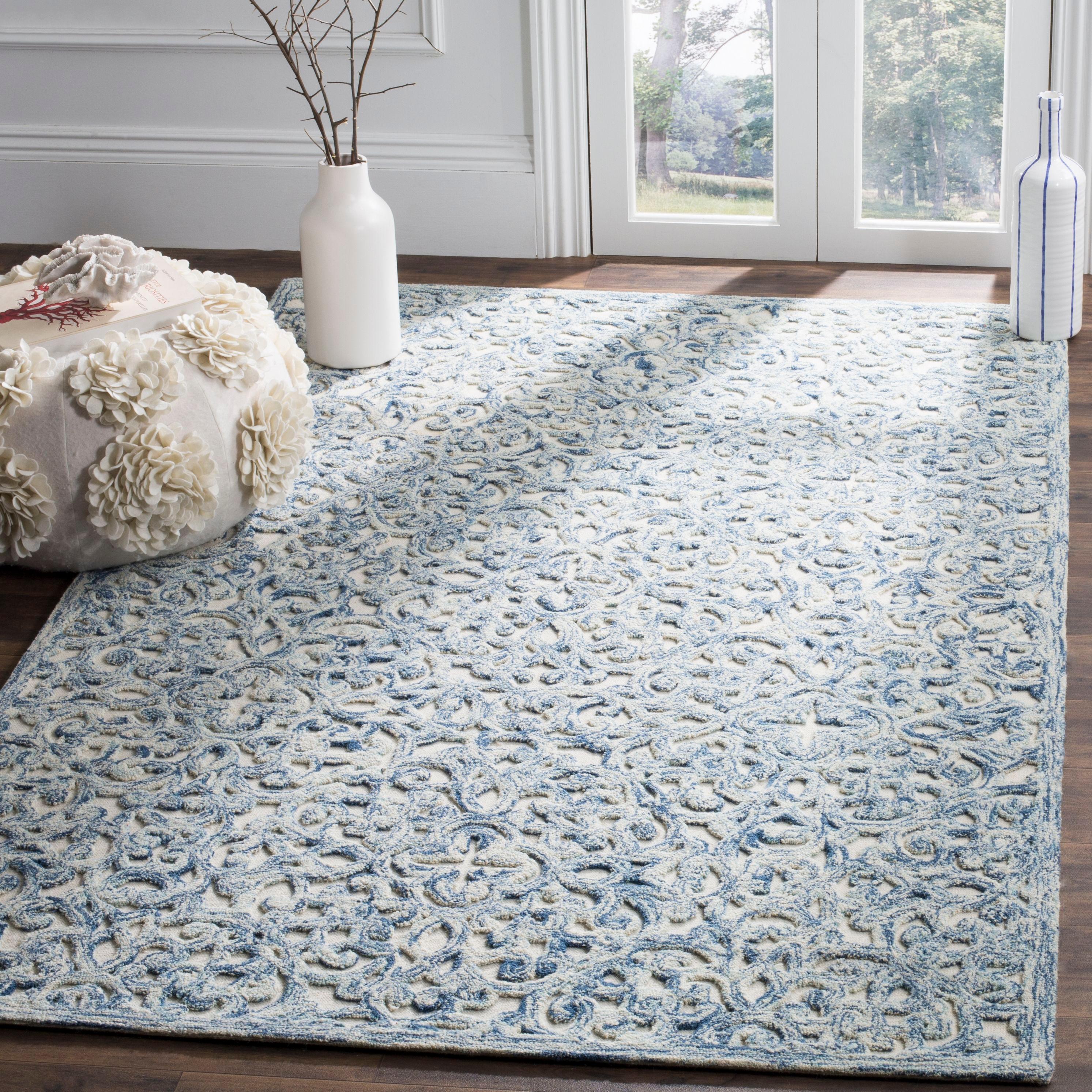 Trace TRC103 Hand Tufted Indoor Area Rug - Blue/Ivory - 5'x8' - Safavieh.