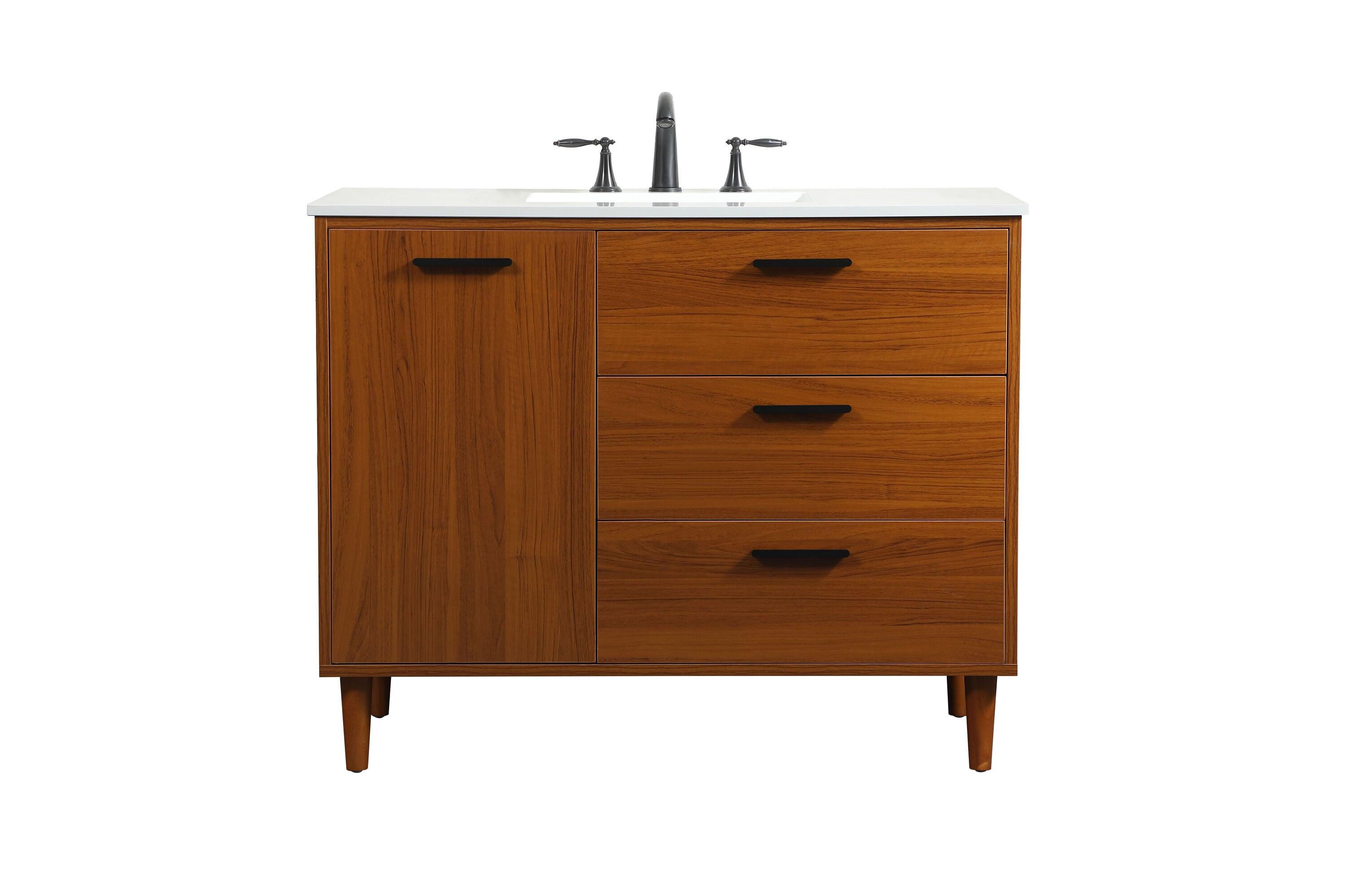 Burroughs 42'' Single Bathroom Vanity with Engineered Marble Top
