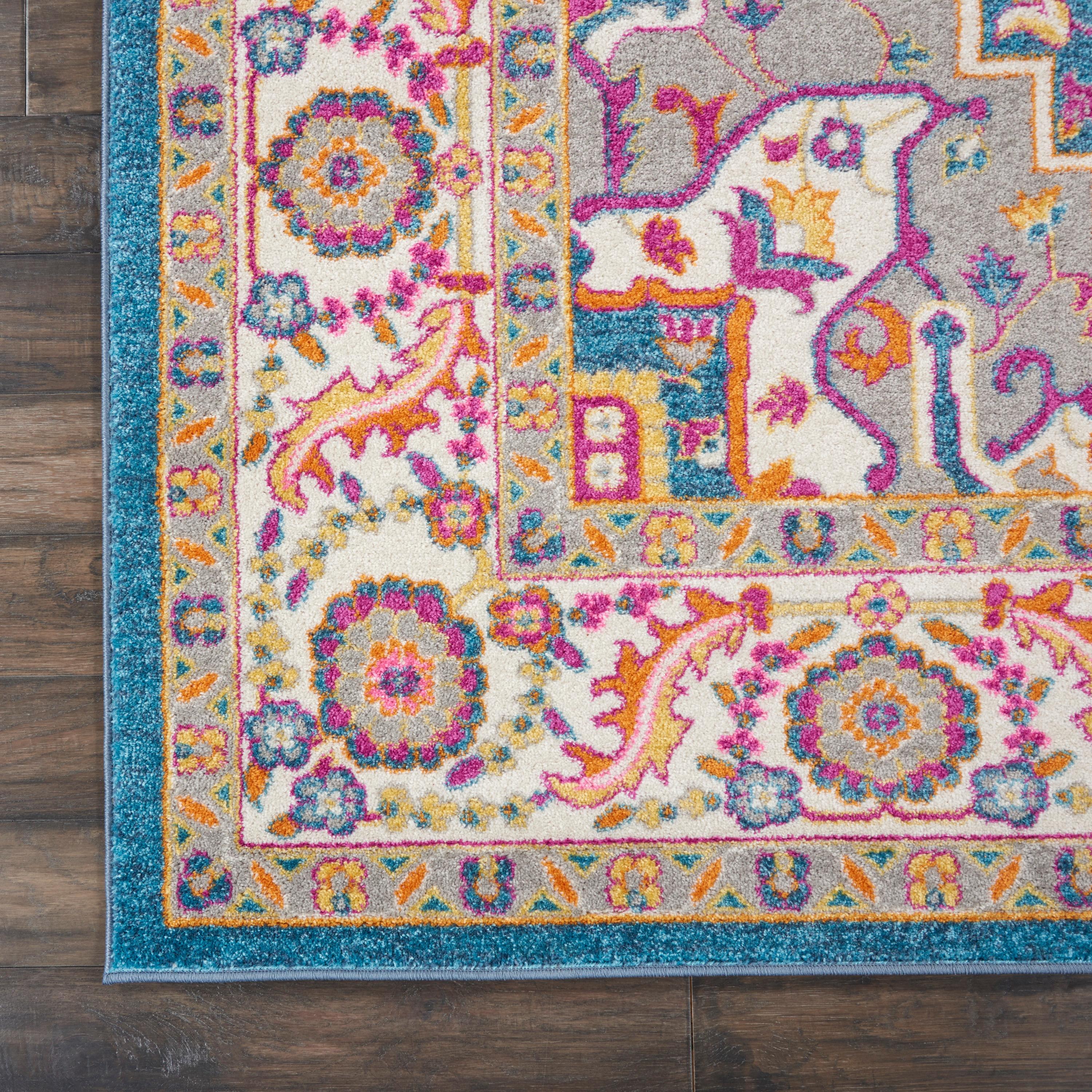 Nourison Passion Colorful Center Medallion Indoor Area Rug Teal Multicolor 6'7" x 9'6"