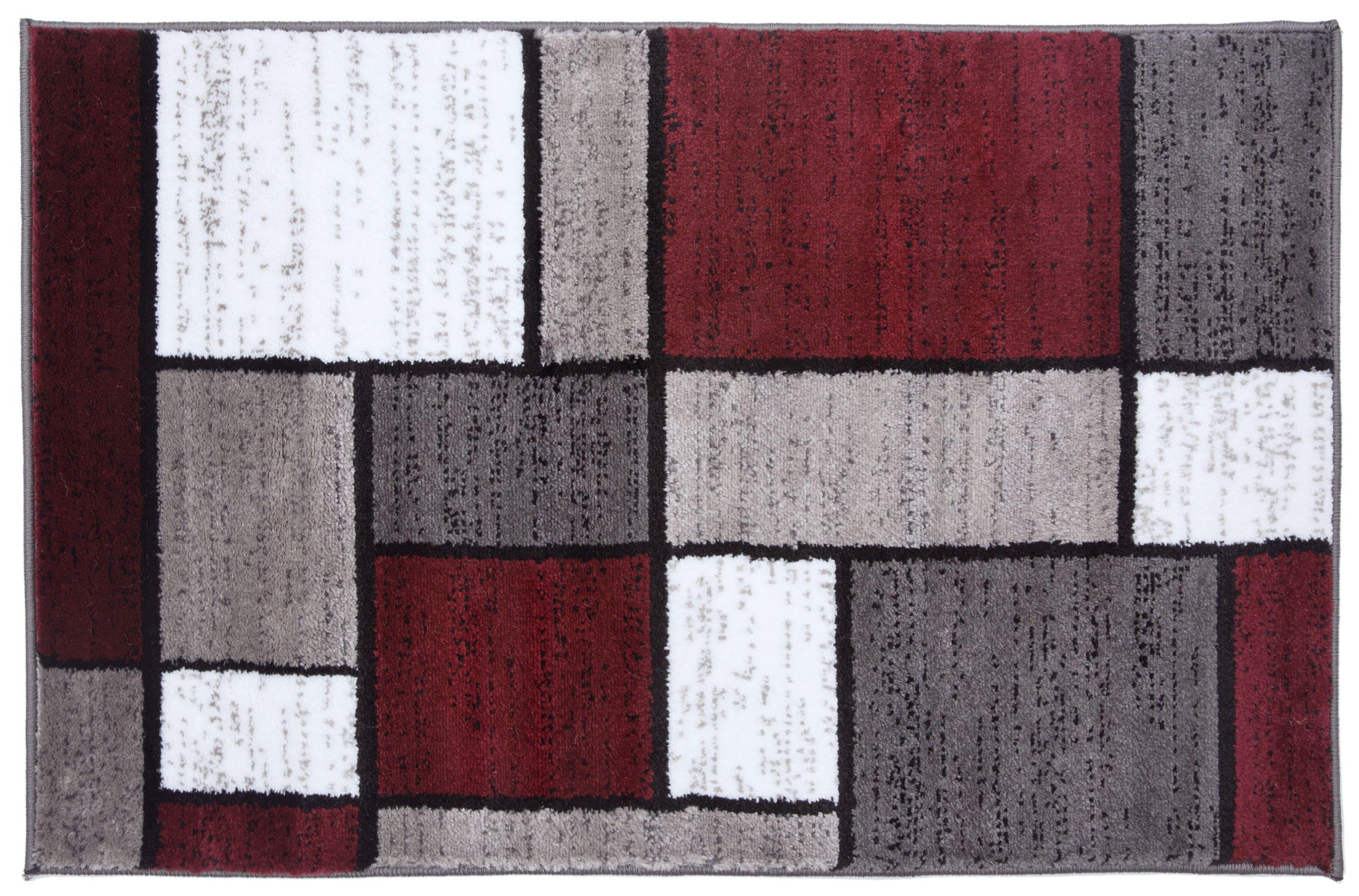 World Rug Gallery Contemporary Modern Boxed Color Block Red 2'x3' Area Rug