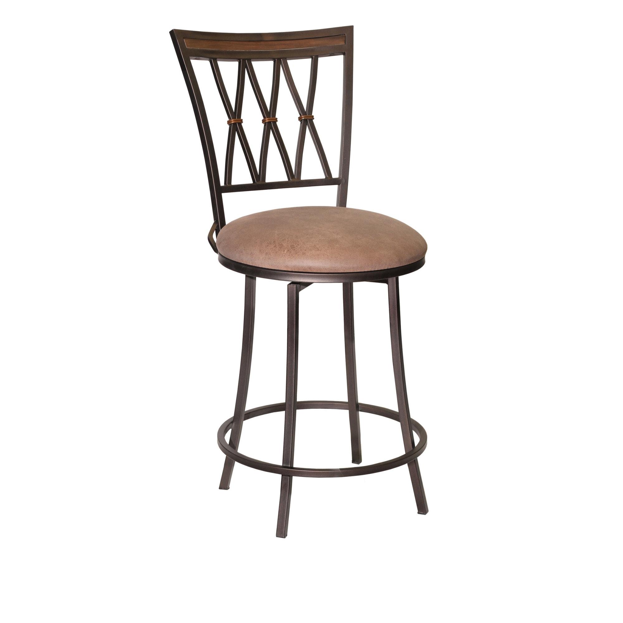 Sedona Swivel Metal Counter Stool with Camel Brown Microsuede Seat