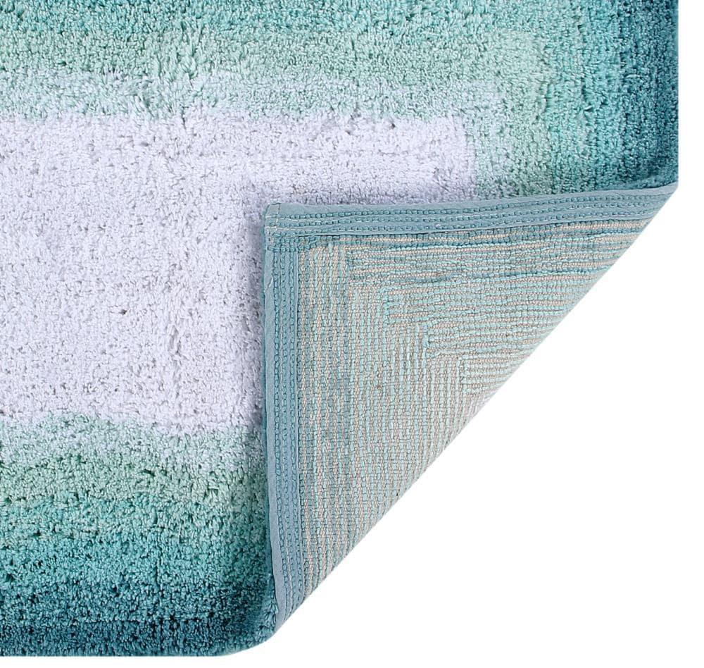 21"x34" Torrent Collection 100% Cotton Bath Rug Turquoise - Better Trends: Machine Washable, Tufted, Spray Latex Backing